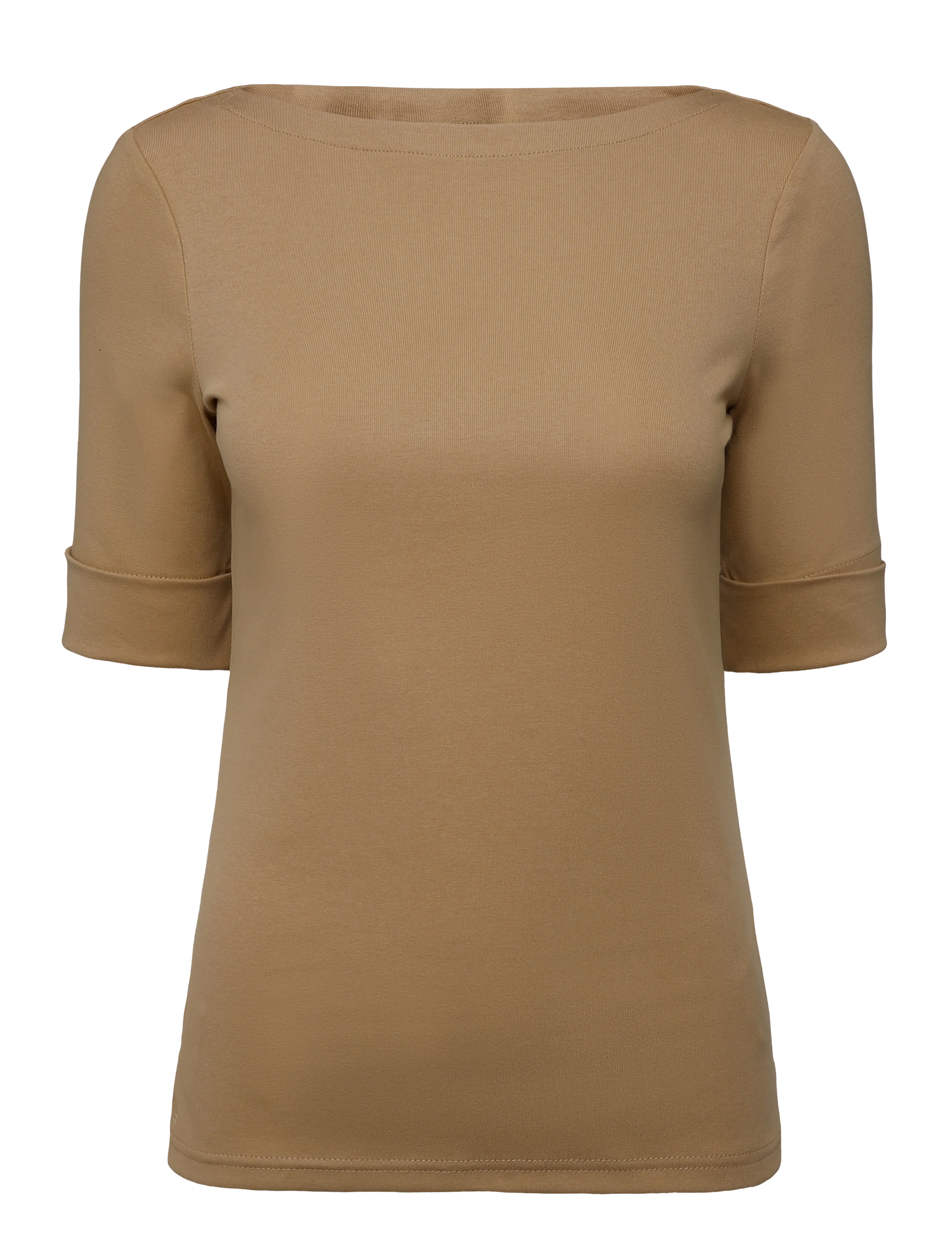 Lauren Ralph Lauren - Stretch Cotton Boatneck Tee - lyhythihaiset puserot - lauren camel - 1