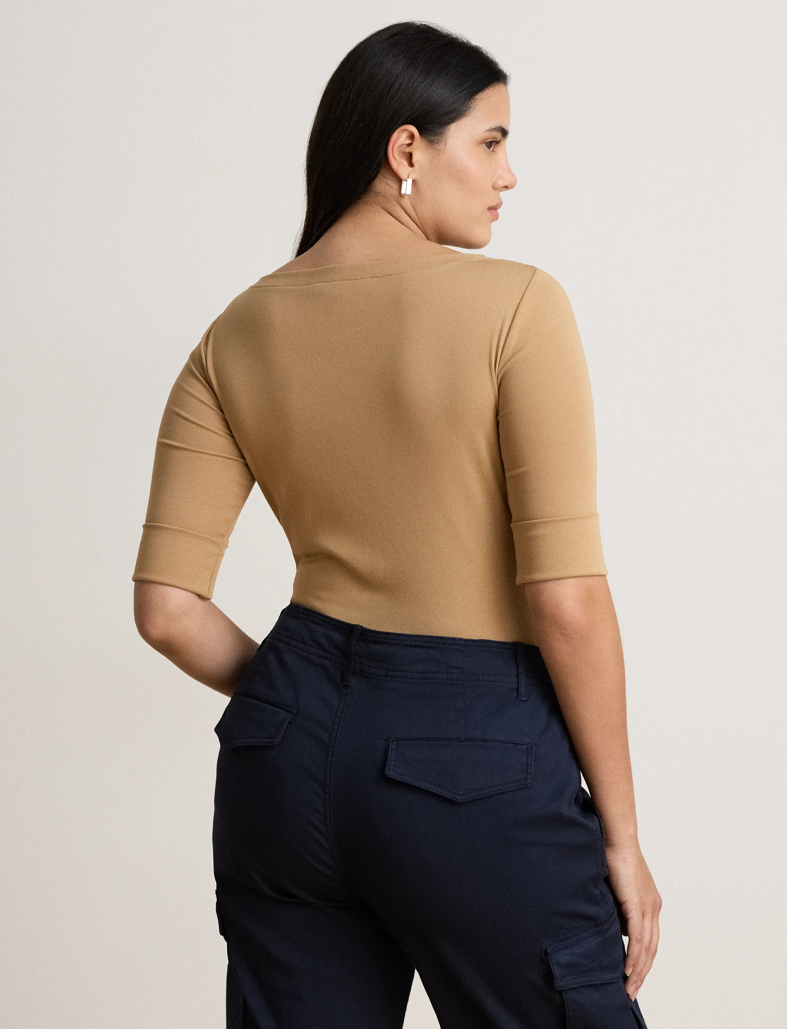 Lauren Ralph Lauren - Stretch Cotton Boatneck Tee - lyhythihaiset puserot - lauren camel - 3