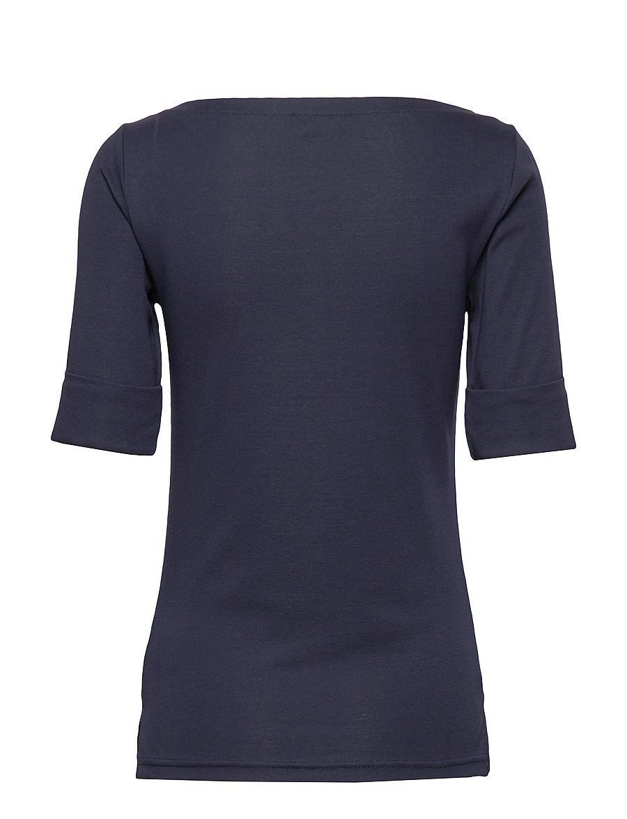Lauren Ralph Lauren - Stretch Cotton Boatneck Tee - kortärmade blusar - lauren navy - 2