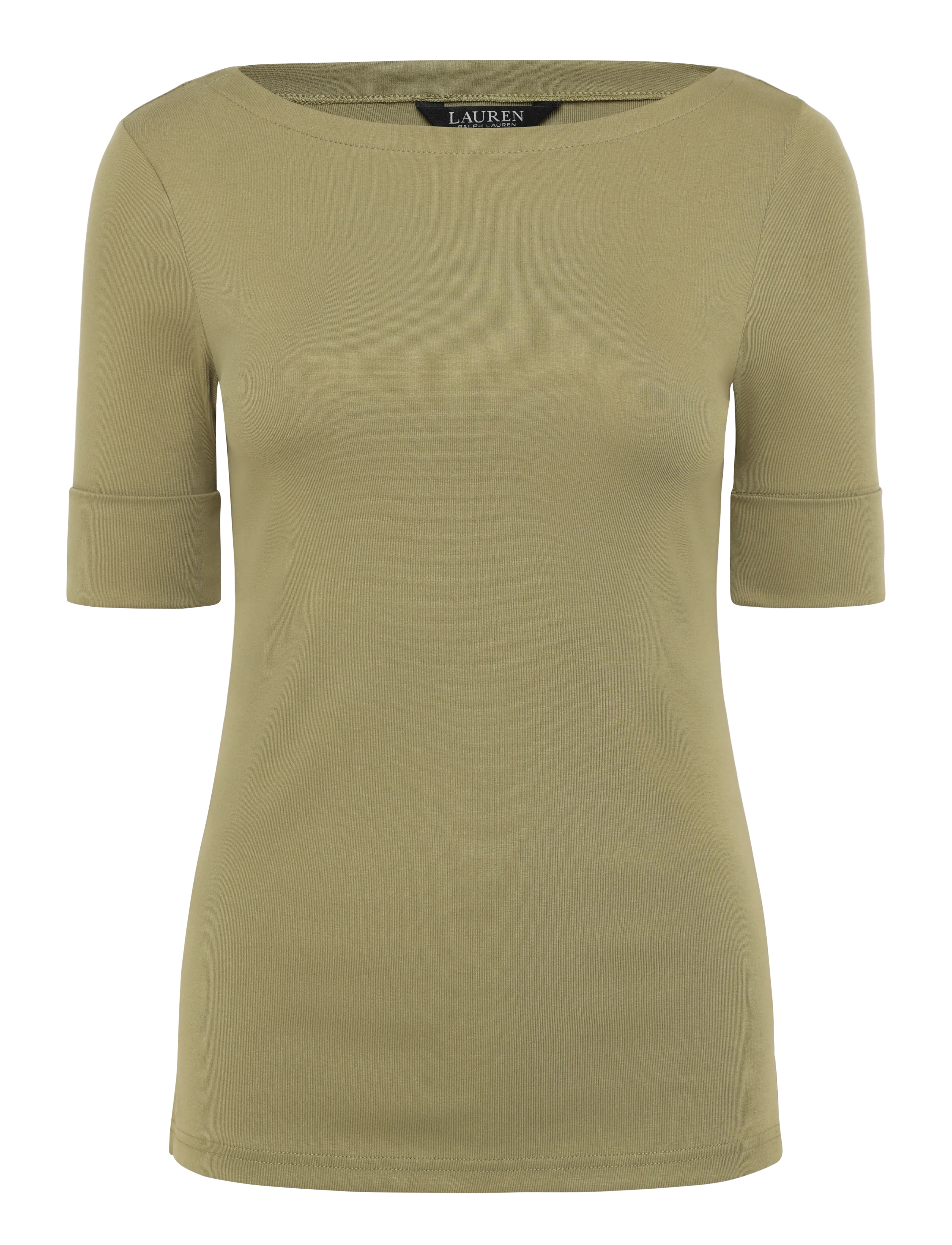 Lauren Ralph Lauren Stretch Cotton Boatneck Tee - Kläder - LIGHT AGAVE / khaki/green