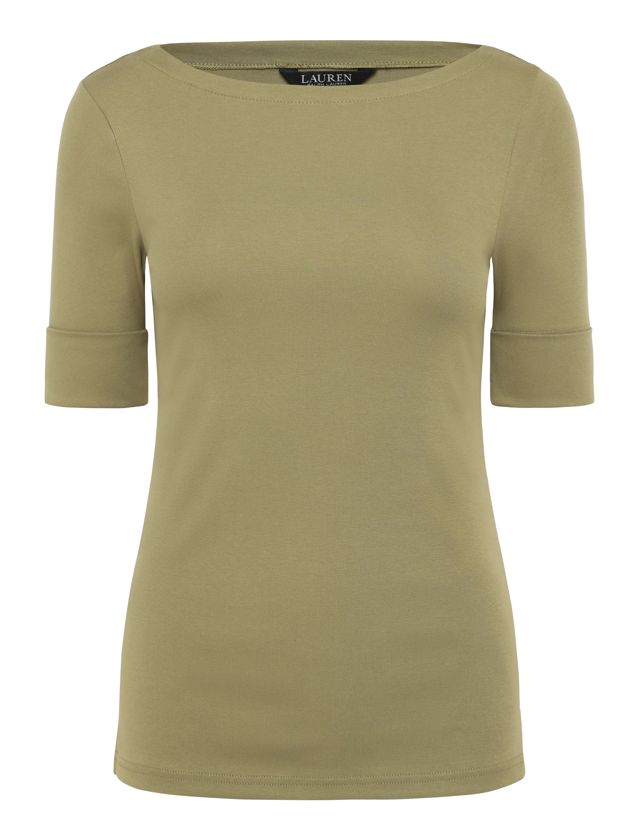 Lauren Ralph Lauren - Stretch Cotton Boatneck Tee - kortærmede bluser - light agave - 1