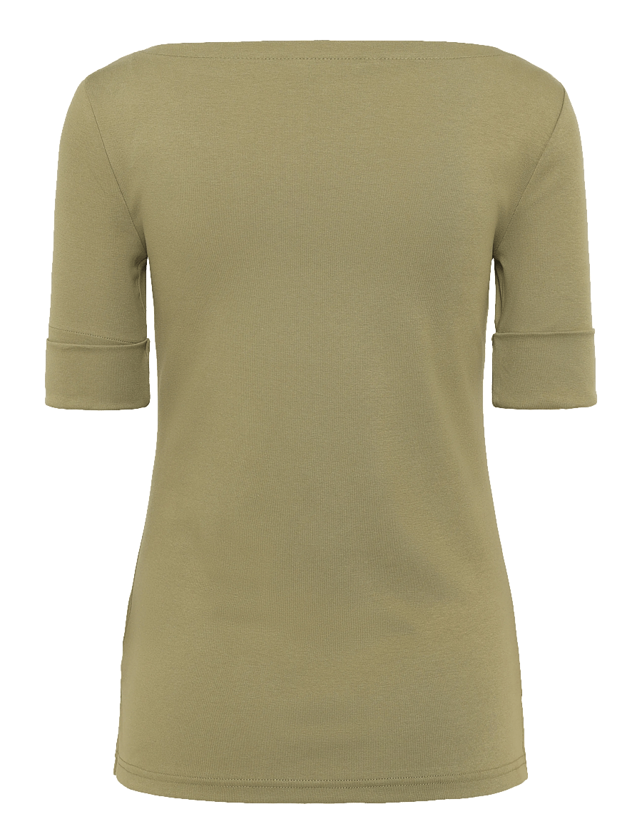 Lauren Ralph Lauren - Stretch Cotton Boatneck Tee - langärmlige tops - light agave - 2