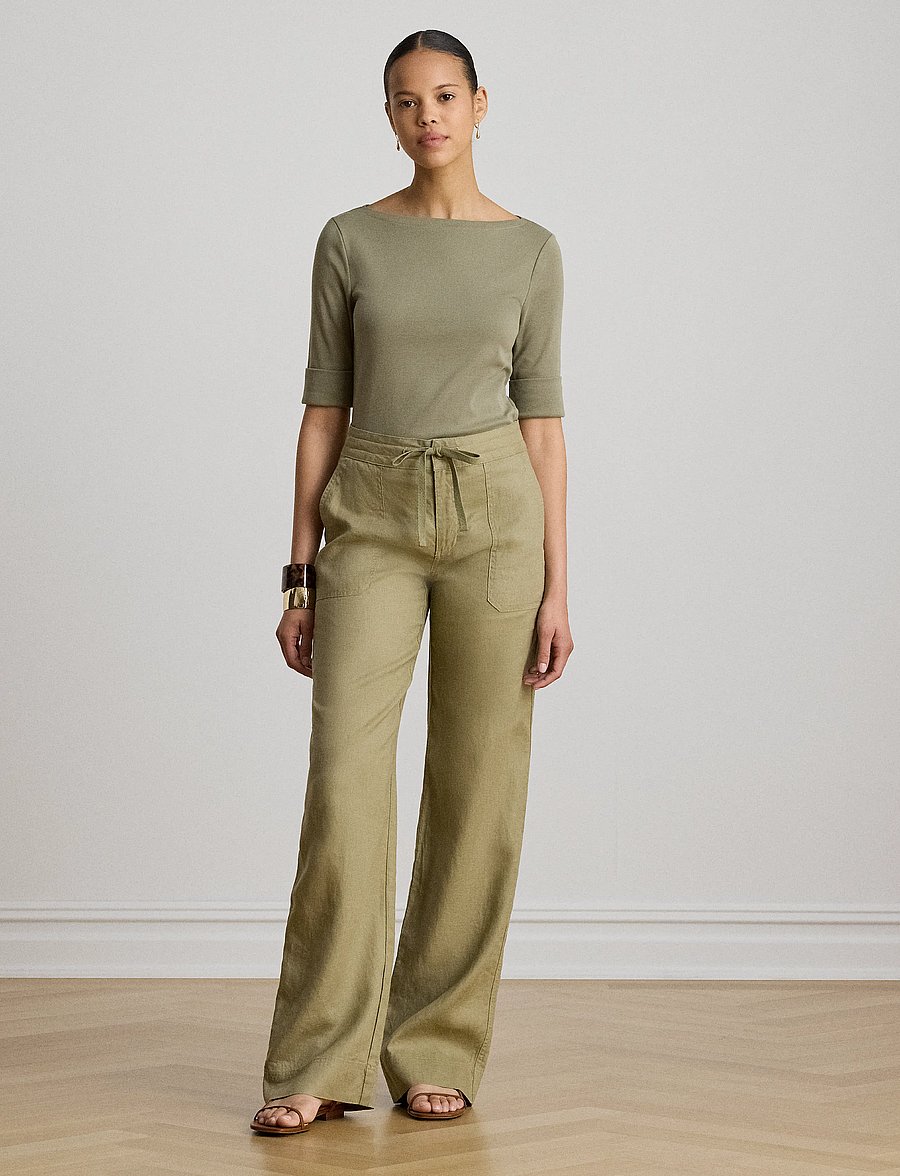 Lauren Ralph Lauren - Stretch Cotton Boatneck Tee - langärmlige tops - light agave - 4