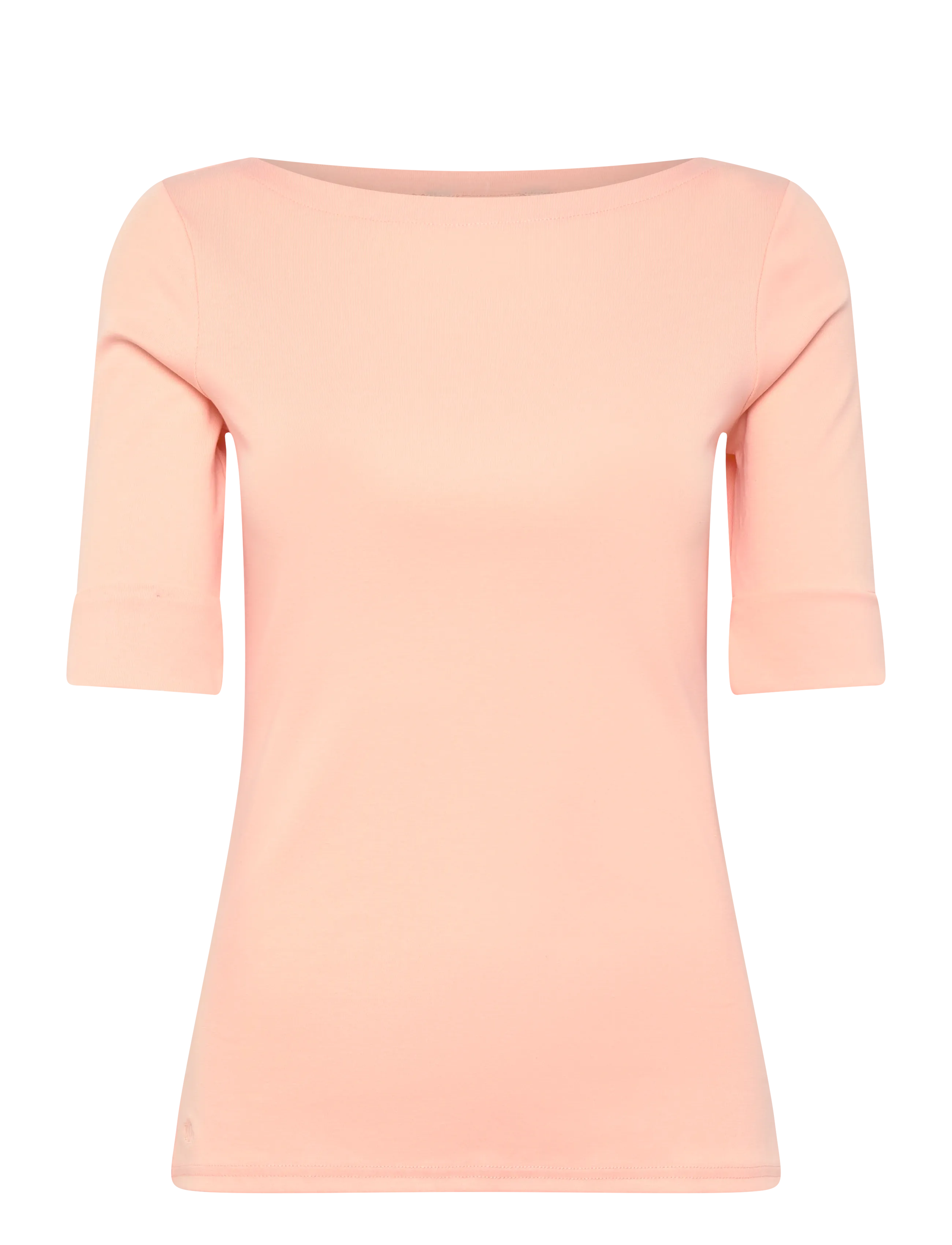 Lauren Ralph Lauren Stretch Cotton Boatneck Tee - Tøj - LIGHT PORTSIDE CO / coral