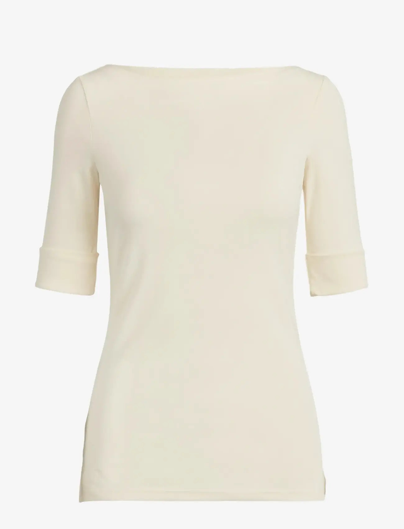 Lauren Ralph Lauren - Stretch Cotton Boatneck Tee - t-shirts - mascarpone cream - 1