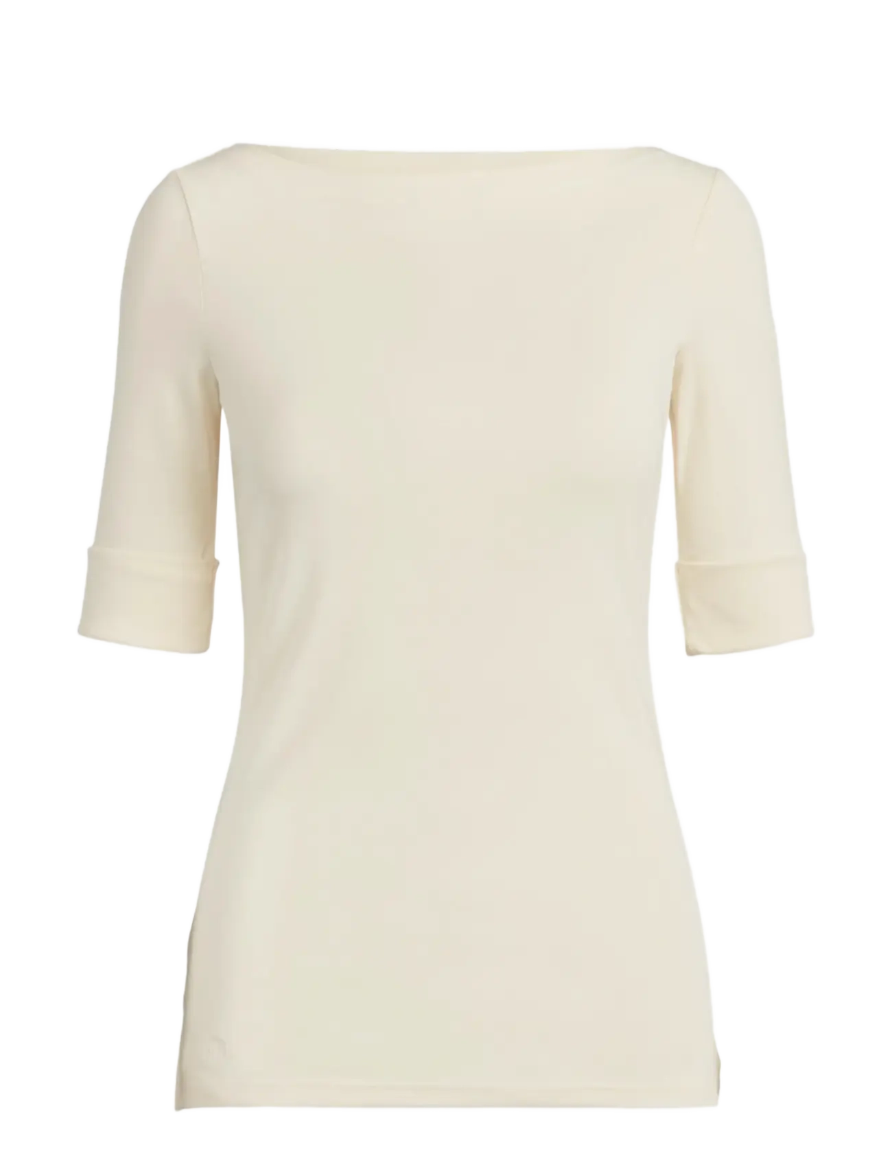 Stretch Cotton Boatneck Tee - MASCARPONE CREAM