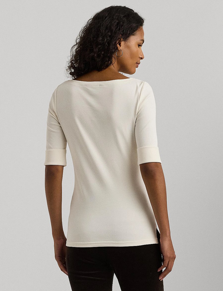 Lauren Ralph Lauren - Stretch Cotton Boatneck Tee - langærmede toppe - mascarpone cream - 3