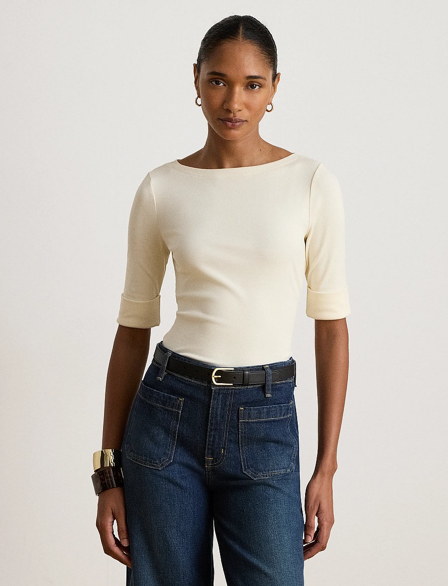 Lauren Ralph Lauren - Båtringad tröja in bomullsstretch - långärmade toppar - mascarpone cream - 4