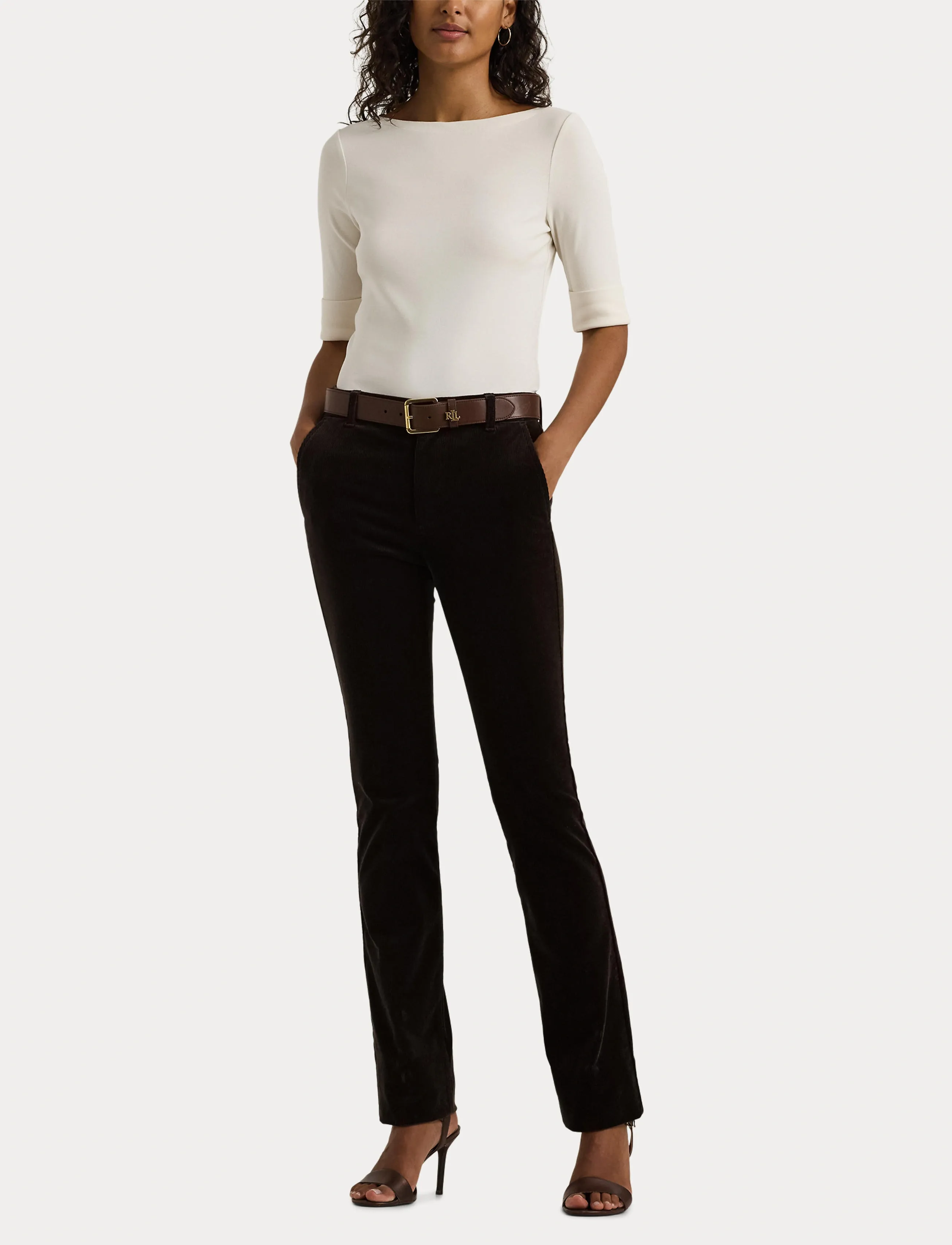 Lauren Ralph Lauren - Stretch Cotton Boatneck Tee - blouses à manches courtes - mascarpone cream - 4