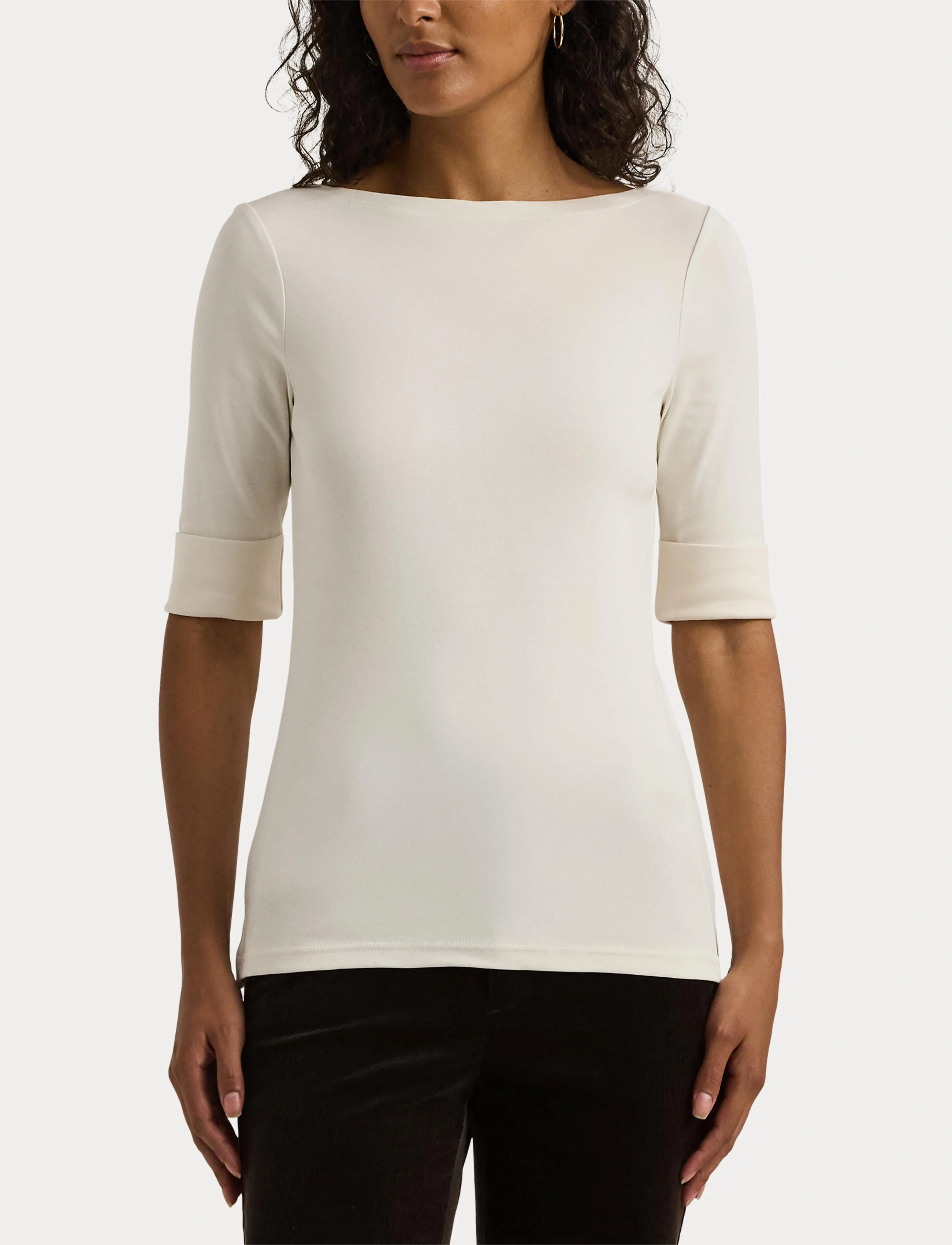 Lauren Ralph Lauren - Stretch Cotton Boatneck Tee - blouses à manches courtes - mascarpone cream - 5