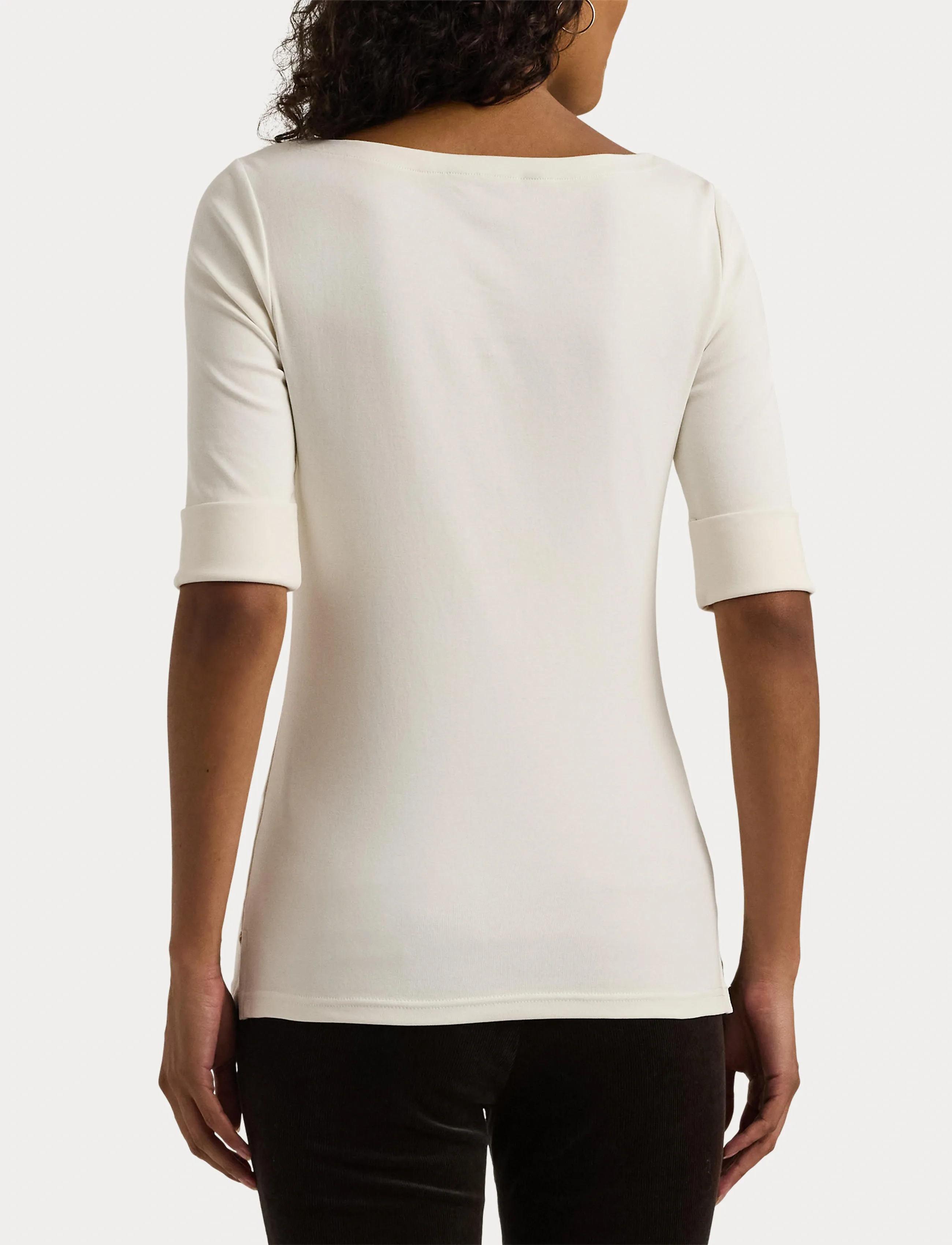 Lauren Ralph Lauren Stretch Cotton Boatneck Tee - Lauren Ralph Lauren - MASCARPONE CREAM / cream