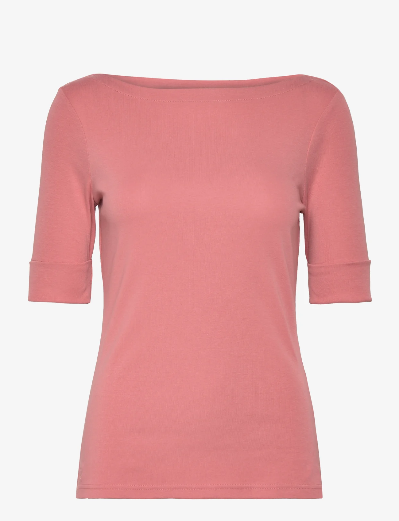 Lauren Ralph Lauren - Stretch Cotton Boatneck Tee - marškinėliai - pink mahogany - 0