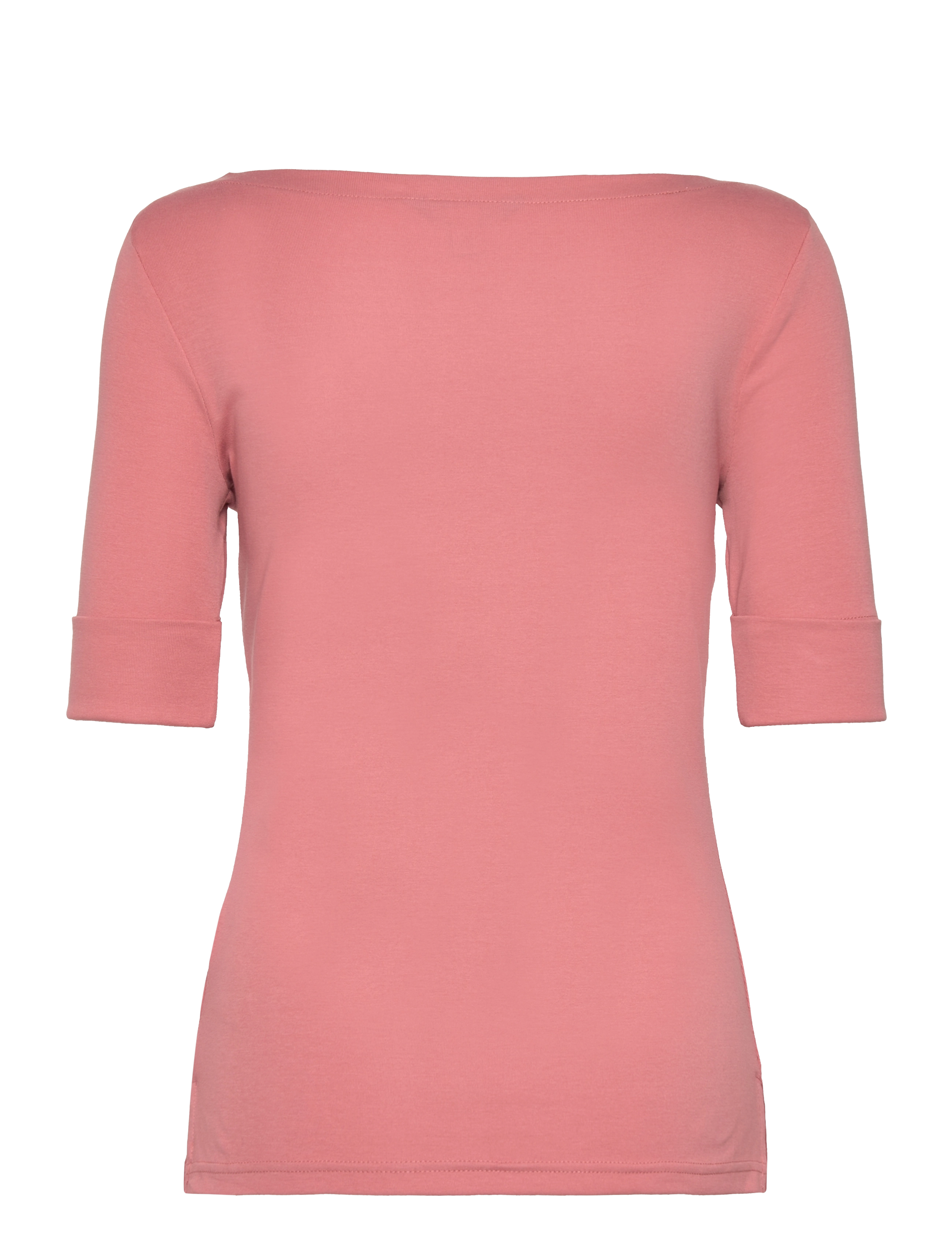 Lauren Ralph Lauren - Stretch Cotton Boatneck Tee - pink mahogany - 1