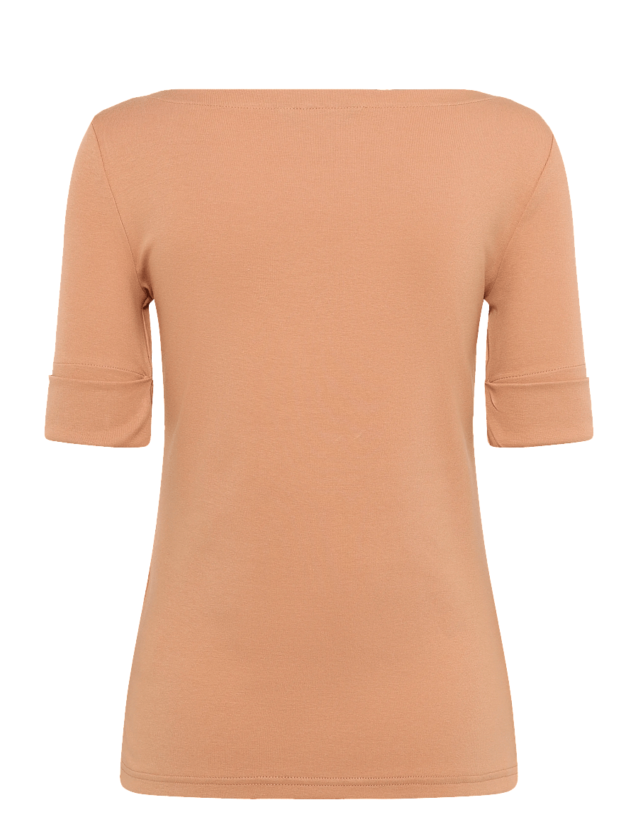 Lauren Ralph Lauren - Stretch Cotton Boatneck Tee - short-sleeved blouses - pink sienna - 2