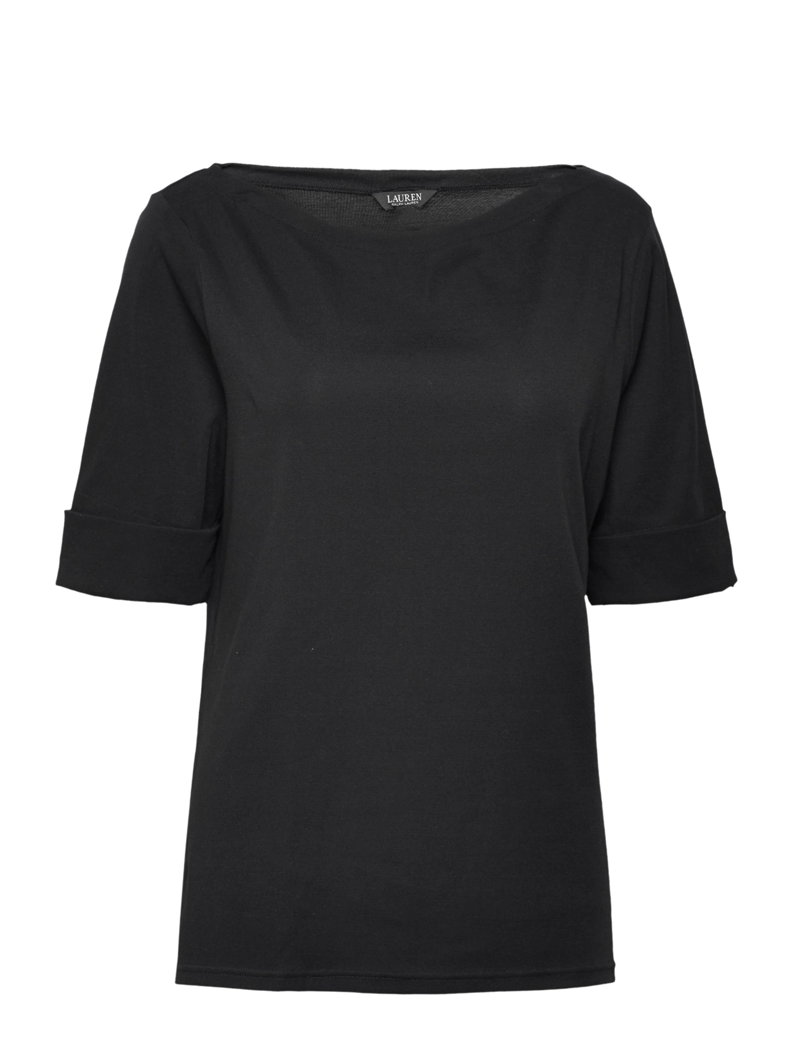 Lauren Ralph Lauren Stretch Cotton Boatneck Tee - Tøj - POLO BLACK / black