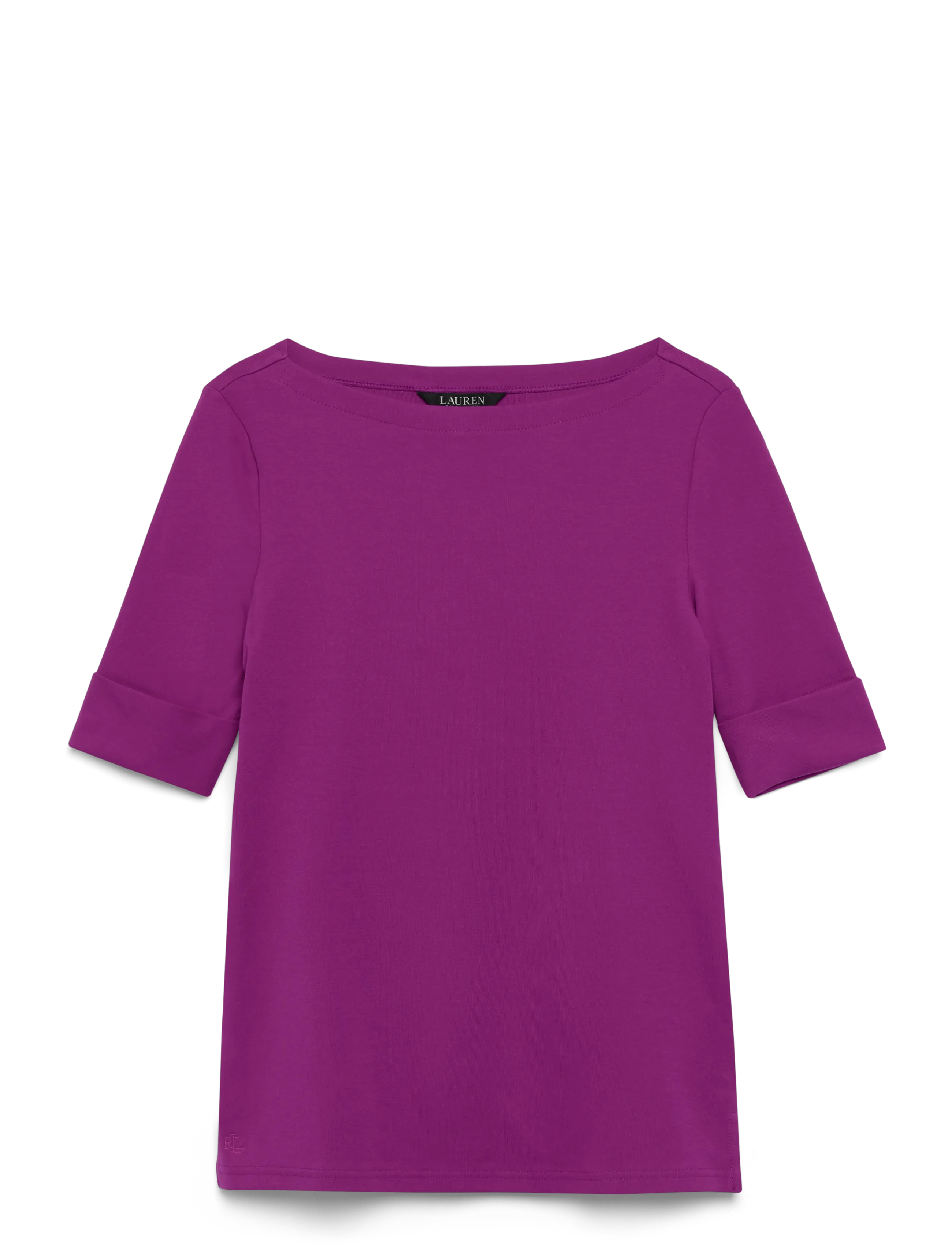 Lauren Ralph Lauren Stretch Cotton Boatneck Tee - Kleidung - PURPLE DAWN / red