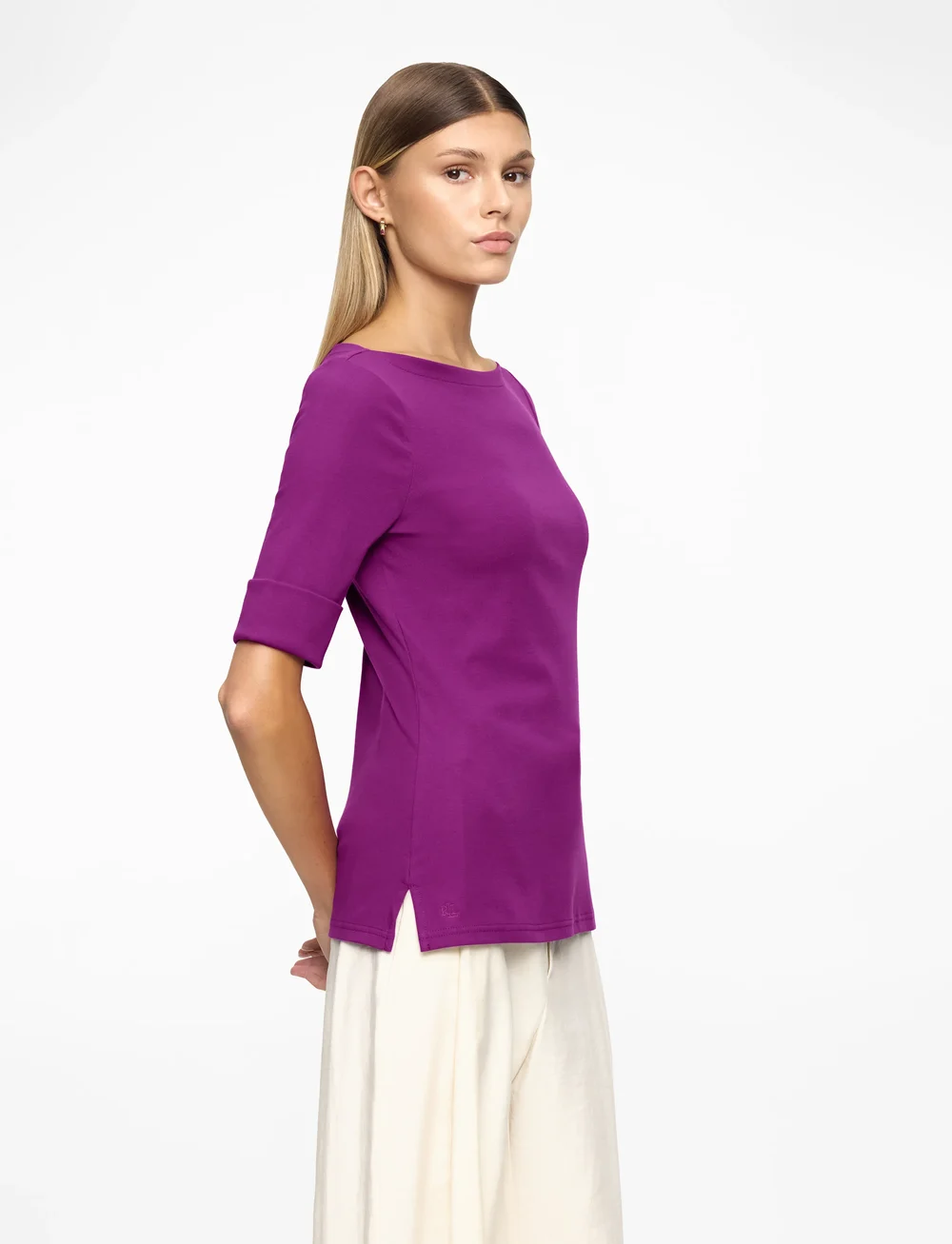Lauren Ralph Lauren - Stretch Cotton Boatneck Tee - t-shirts - purple dawn - 4