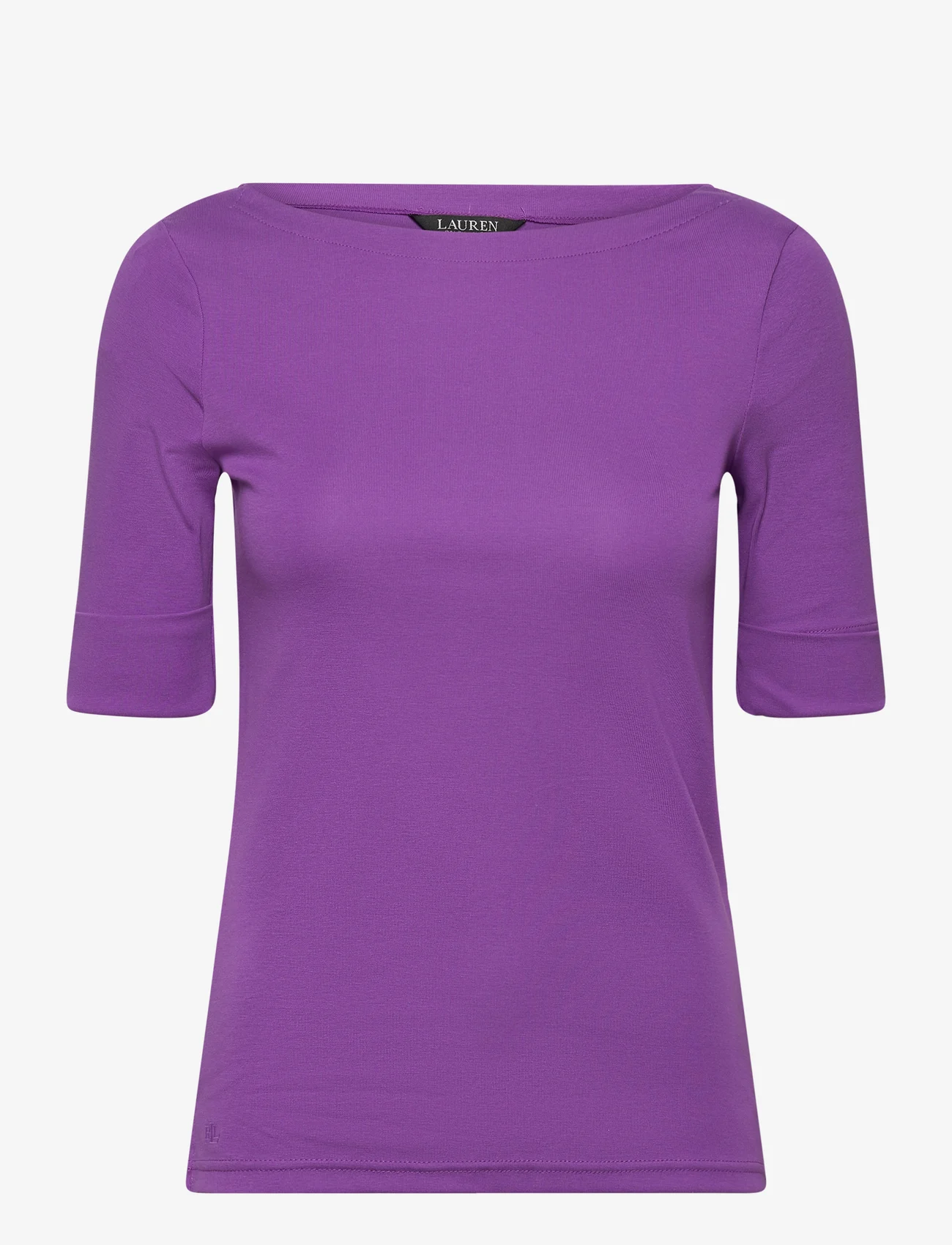 Lauren Ralph Lauren - Stretch Cotton Boatneck Tee - marškinėliai - purple jasper - 0