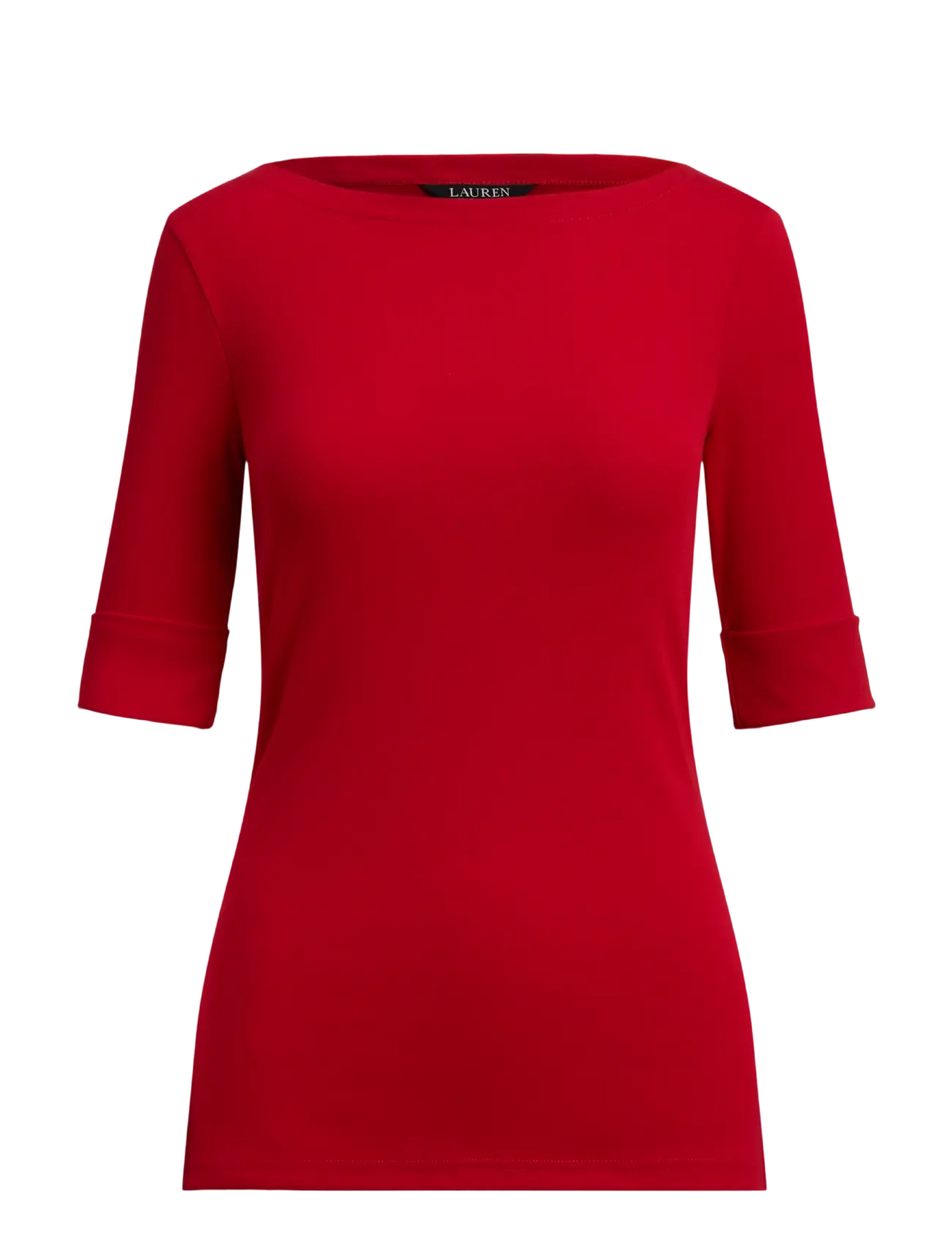 Lauren Ralph Lauren Stretch Cotton Boatneck Tee - T-shirts & Toppar - RALPH RED / red
