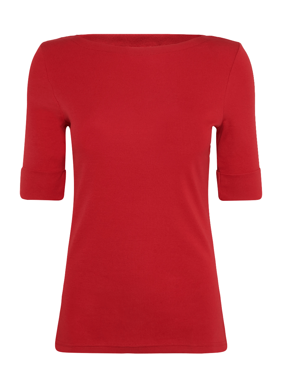 Lauren Ralph Lauren - Stretch Cotton Boatneck Tee - langærmede toppe - ralph red - 1