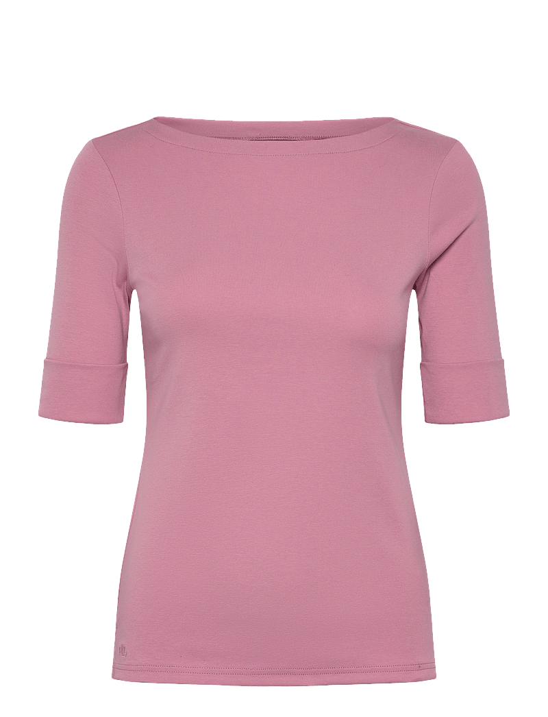 Lauren Ralph Lauren - Stretch Cotton Boatneck Tee - t-shirts & tops - rose mauve - 0