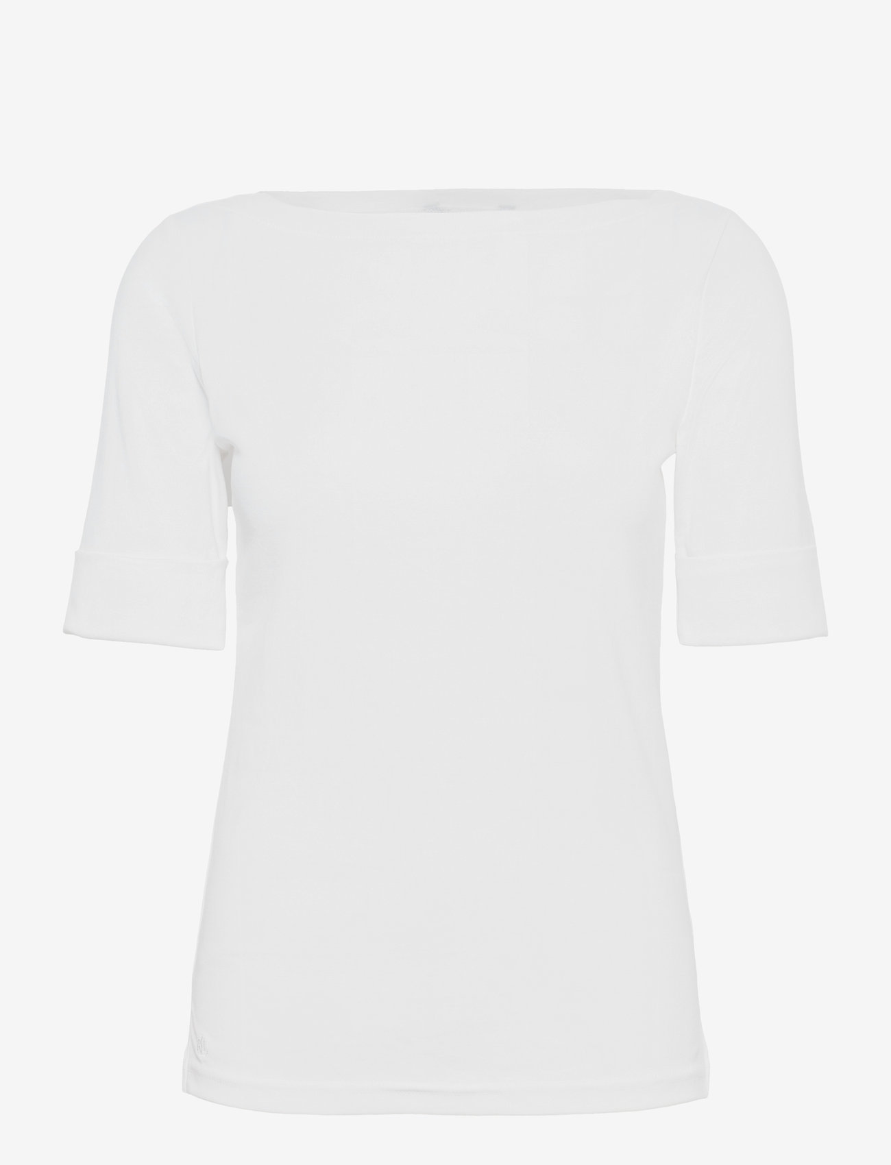 Lauren Ralph Lauren - RFND STRTCH 1X1 RIB-ELB SLV BT NK T - t-shirts - white - 0