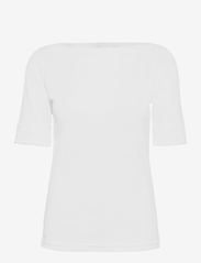 Stretch Cotton Boatneck Tee - WHITE