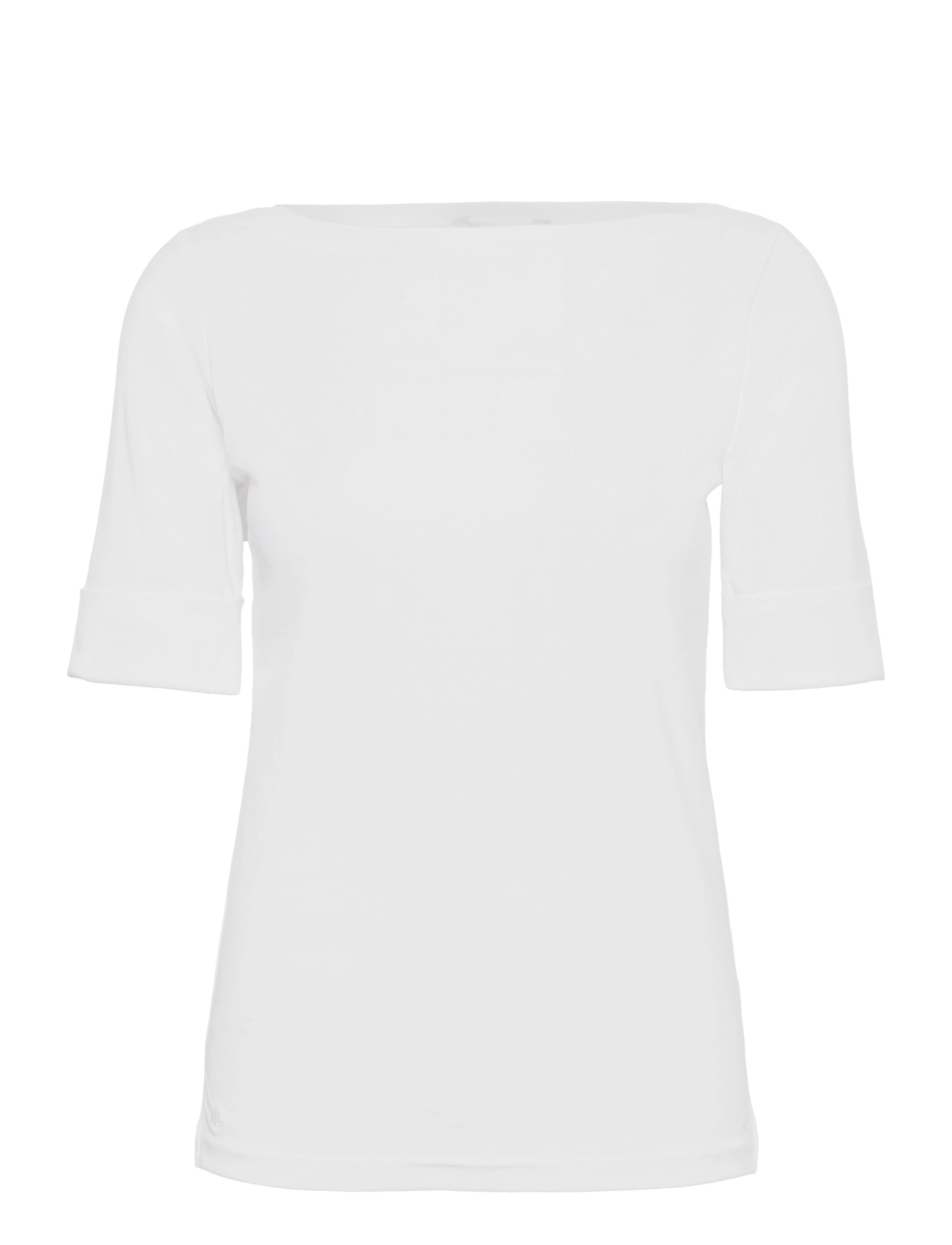 Lauren Ralph Lauren Stretch Cotton Boatneck Tee - T-shirts & Tops - WHITE / white