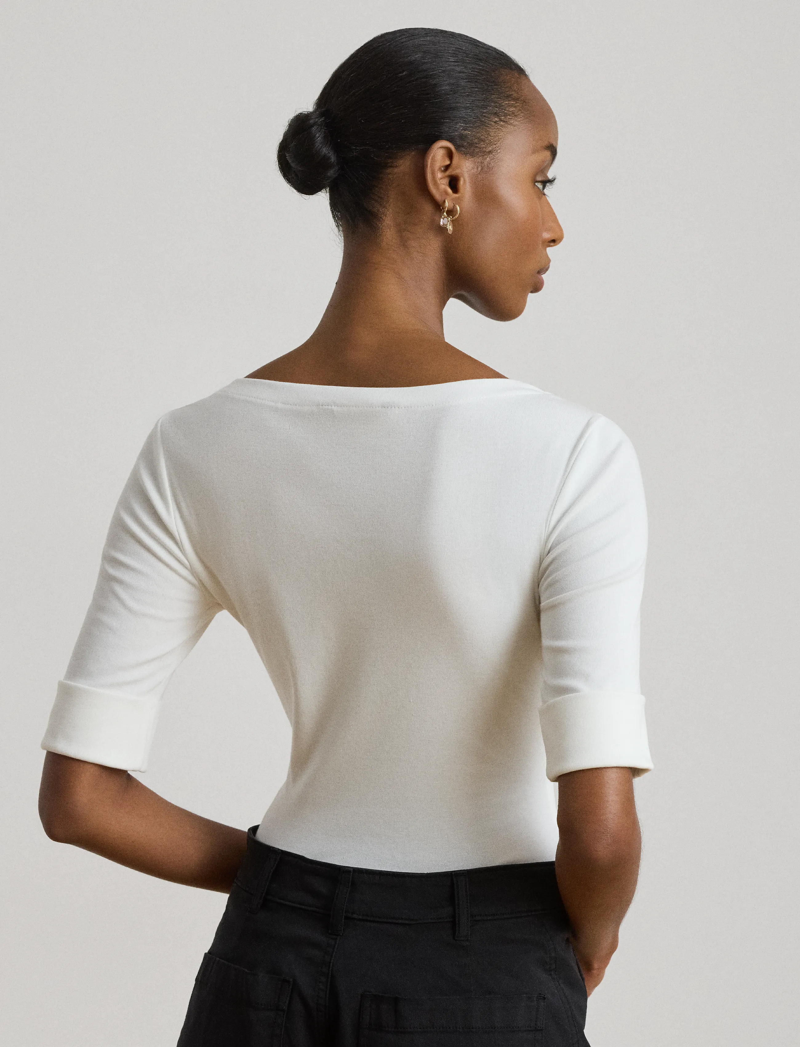 Lauren Ralph Lauren - Stretch Cotton Boatneck Tee - blouses à manches courtes - white - 3