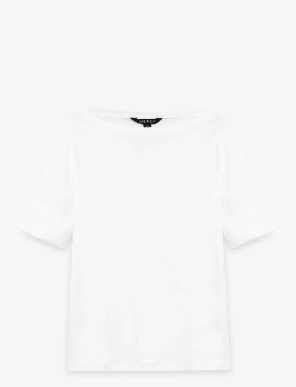 Lauren Ralph Lauren - Stretch Cotton Boatneck Tee - t-shirts - white - 1