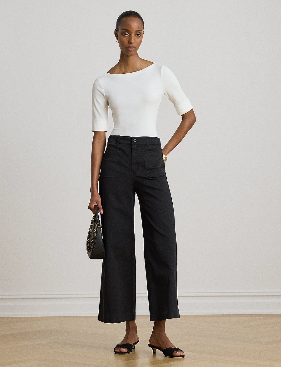 Lauren Ralph Lauren - RFND STRTCH 1X1 RIB-ELB SLV BT NK T - langærmede toppe - white - 5