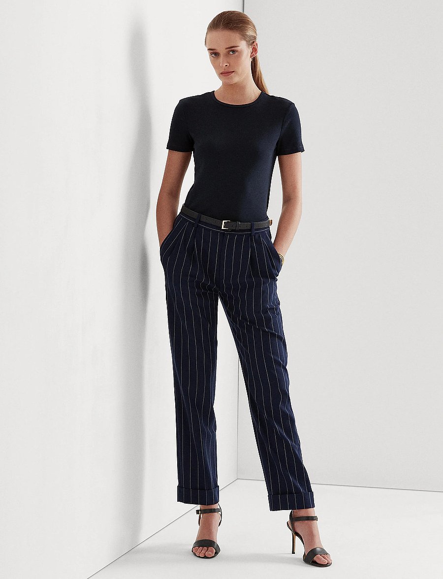 Lauren Ralph Lauren - RFND STRTCH 1X1 RIB-S/S TOP - t-shirts - lauren navy - 0
