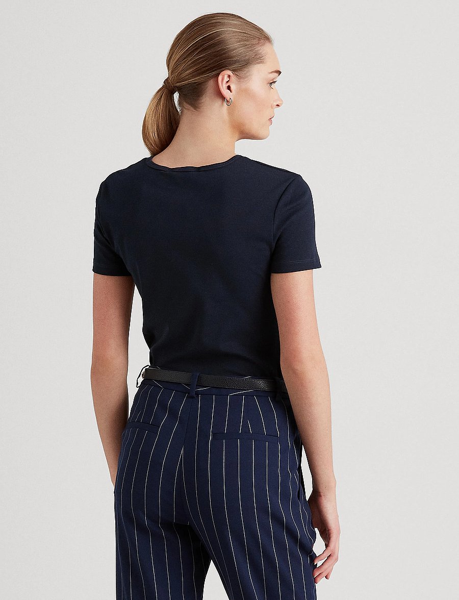 Lauren Ralph Lauren - RFND STRTCH 1X1 RIB-S/S TOP - t-shirts - lauren navy - 2
