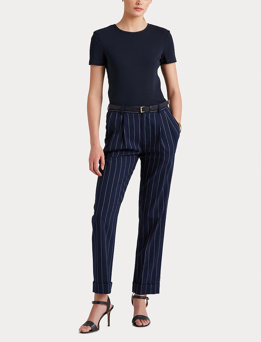 Lauren Ralph Lauren - RFND STRTCH 1X1 RIB-S/S TOP - t-shirts - lauren navy - 4