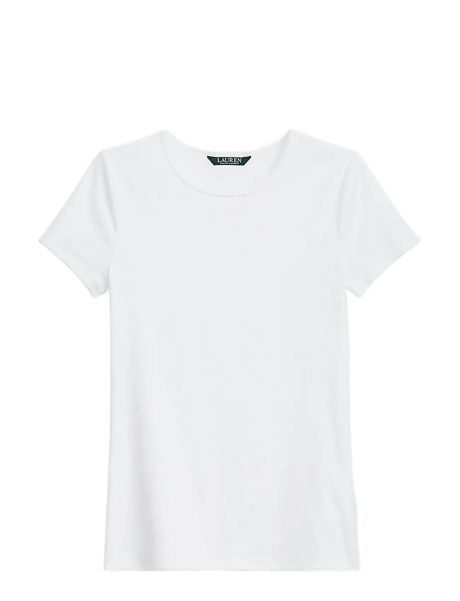 Lauren Ralph Lauren - RFND STRTCH 1X1 RIB-S/S TOP - t-shirts - white - 1