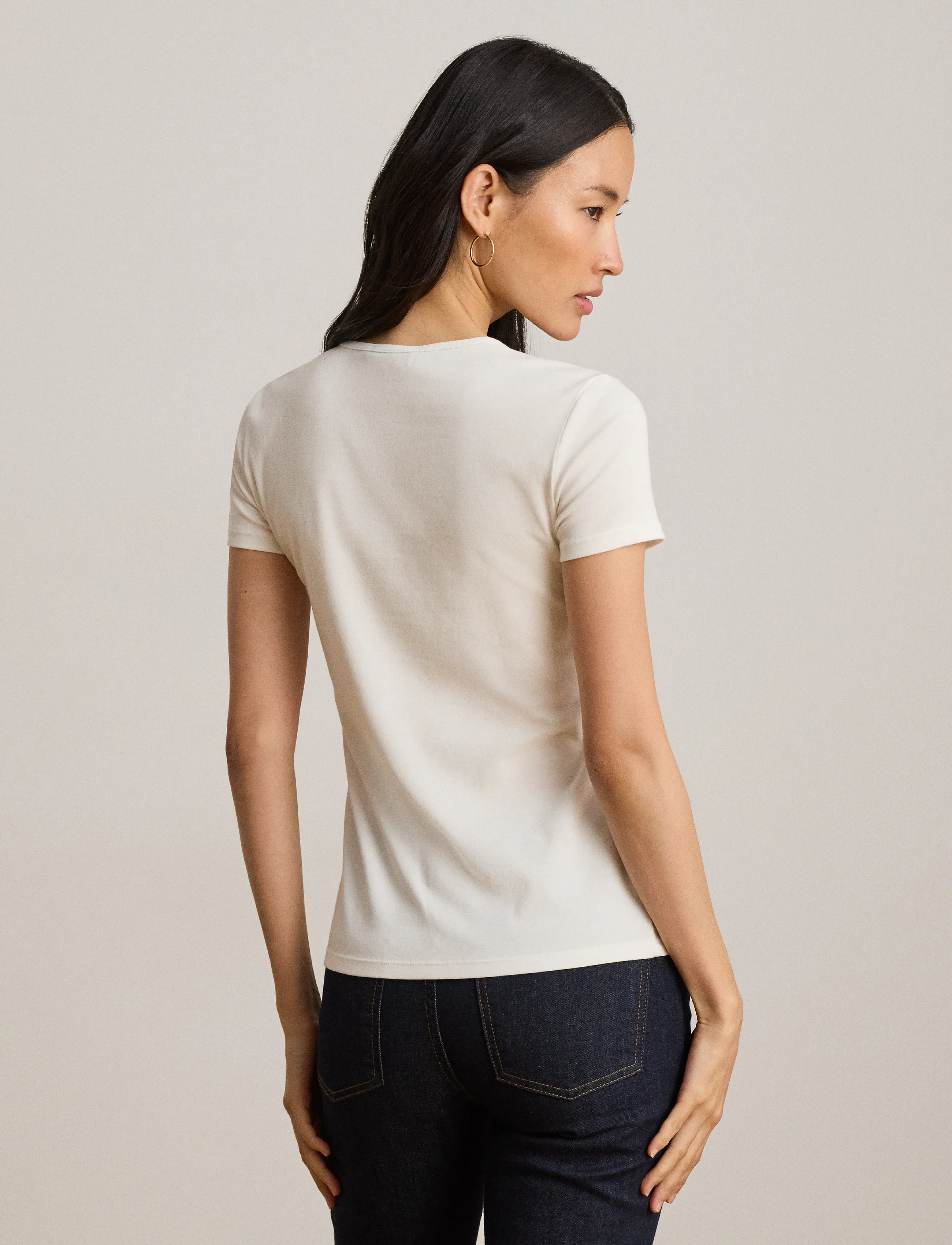 Lauren Ralph Lauren - RFND STRTCH 1X1 RIB-S/S TOP - t-shirts - white - 2