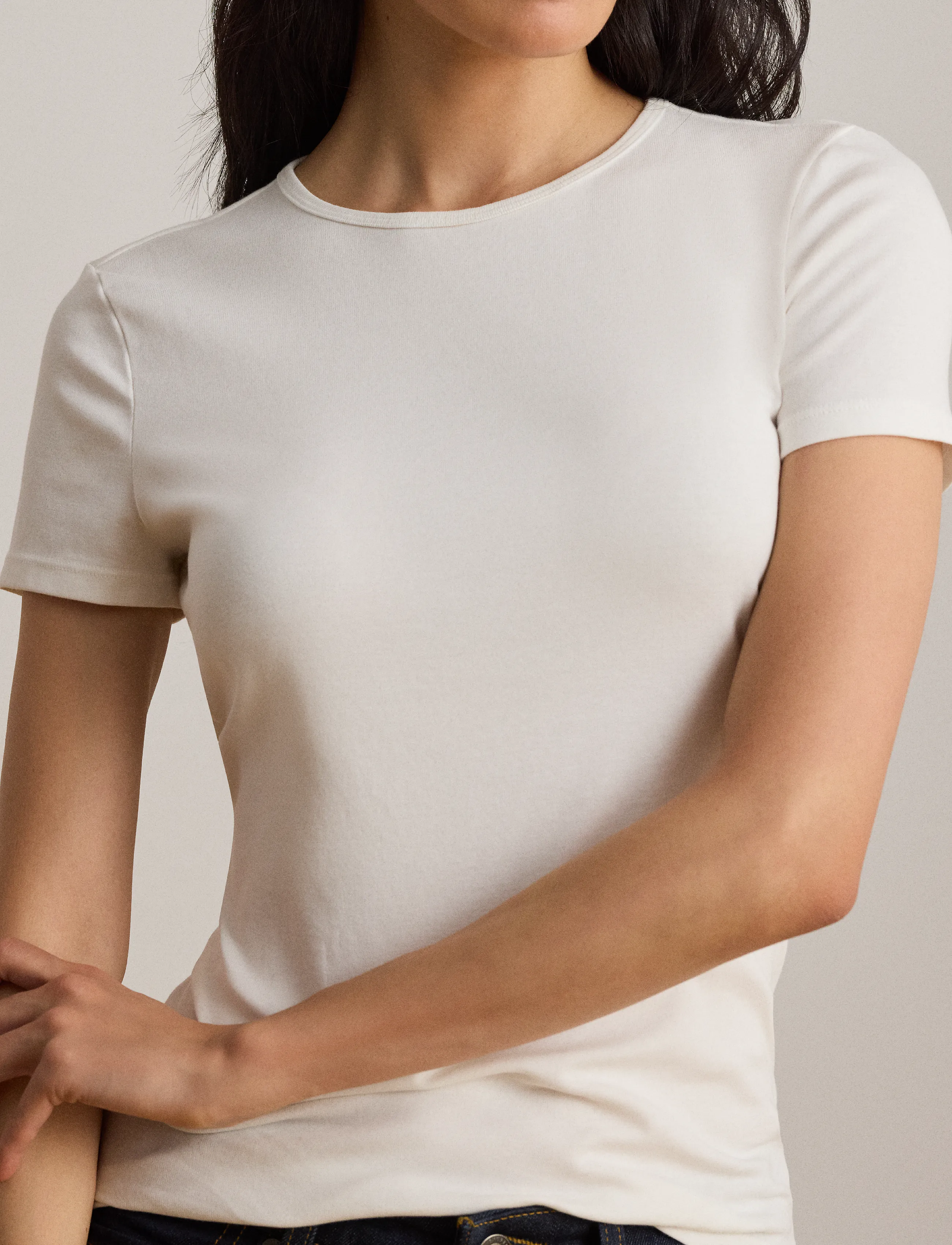 Lauren Ralph Lauren - RFND STRTCH 1X1 RIB-S/S TOP - t-shirts - white - 3