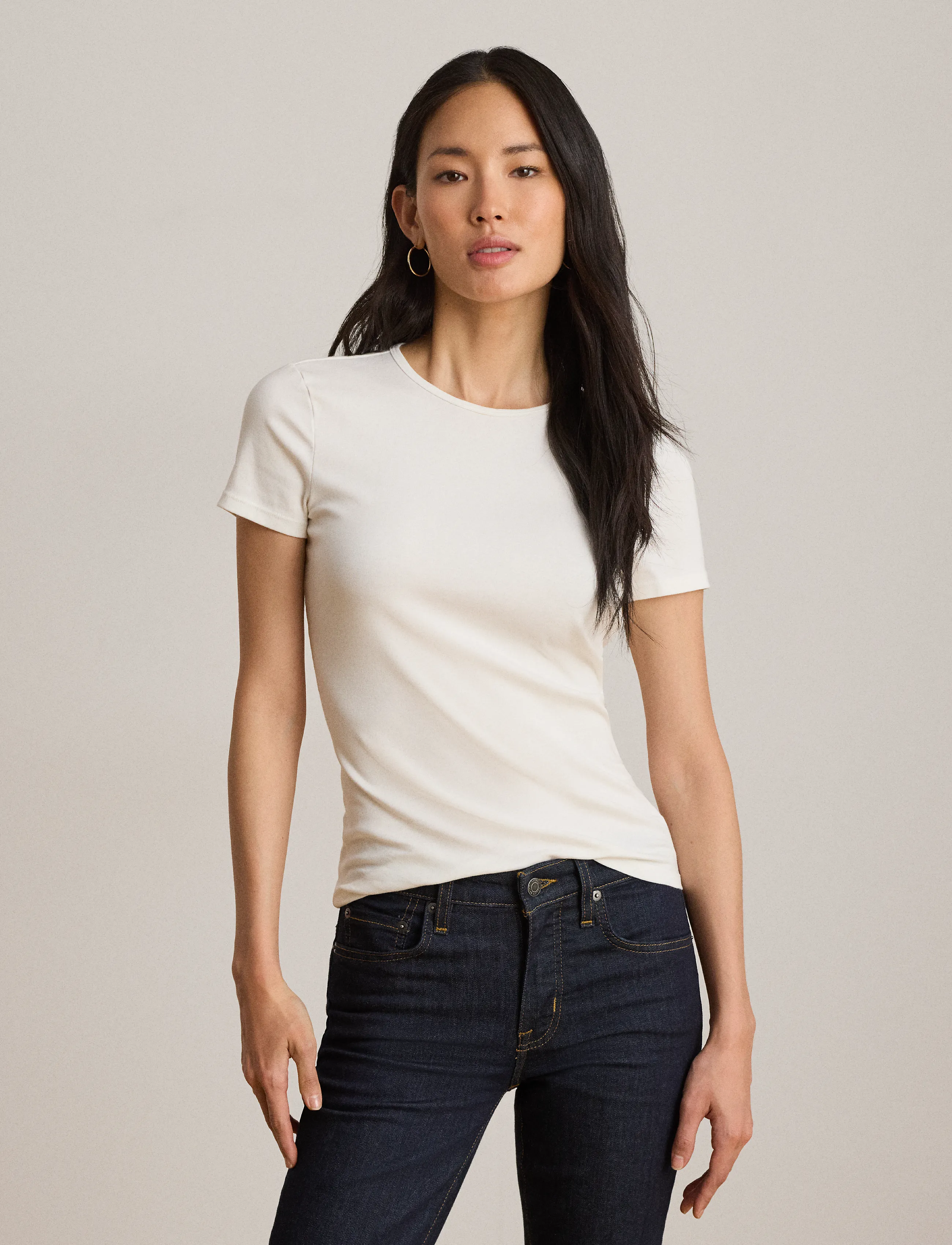 Lauren Ralph Lauren - RFND STRTCH 1X1 RIB-S/S TOP - t-shirts - white - 5