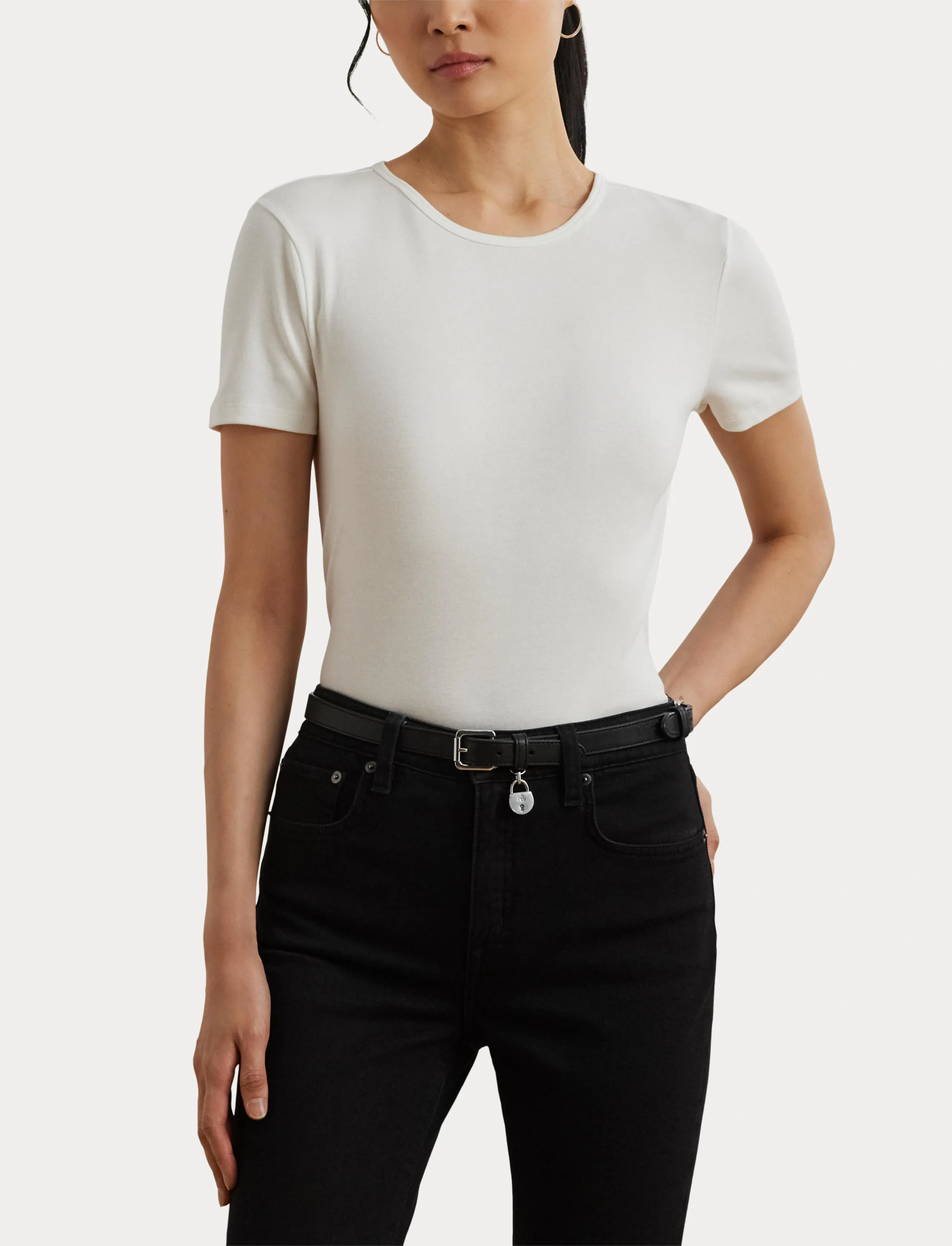 Lauren Ralph Lauren - Stretch Cotton Tee - white - 5