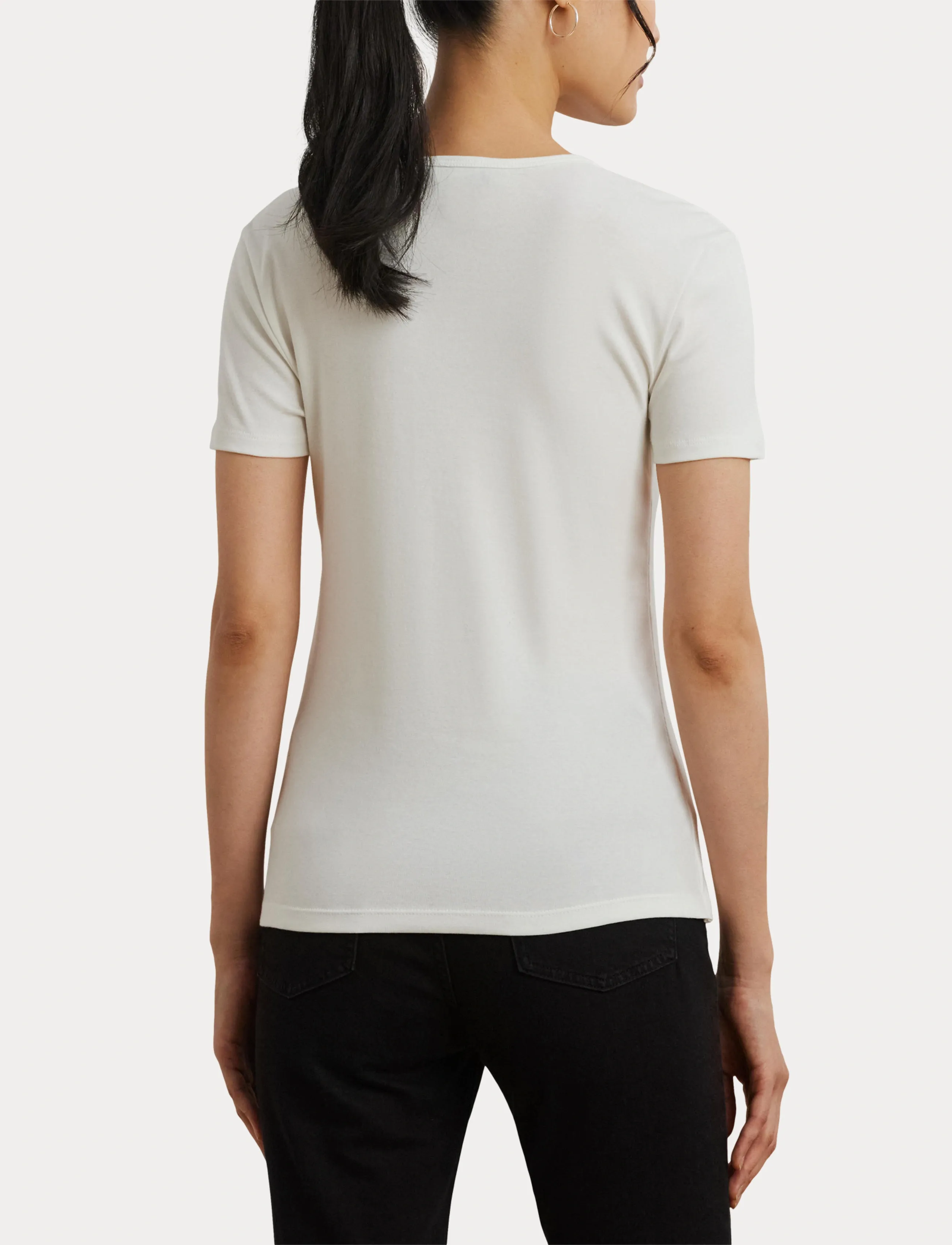 Lauren Ralph Lauren RFND STRTCH 1X1 RIB-S/S TOP - Riided - WHITE / white