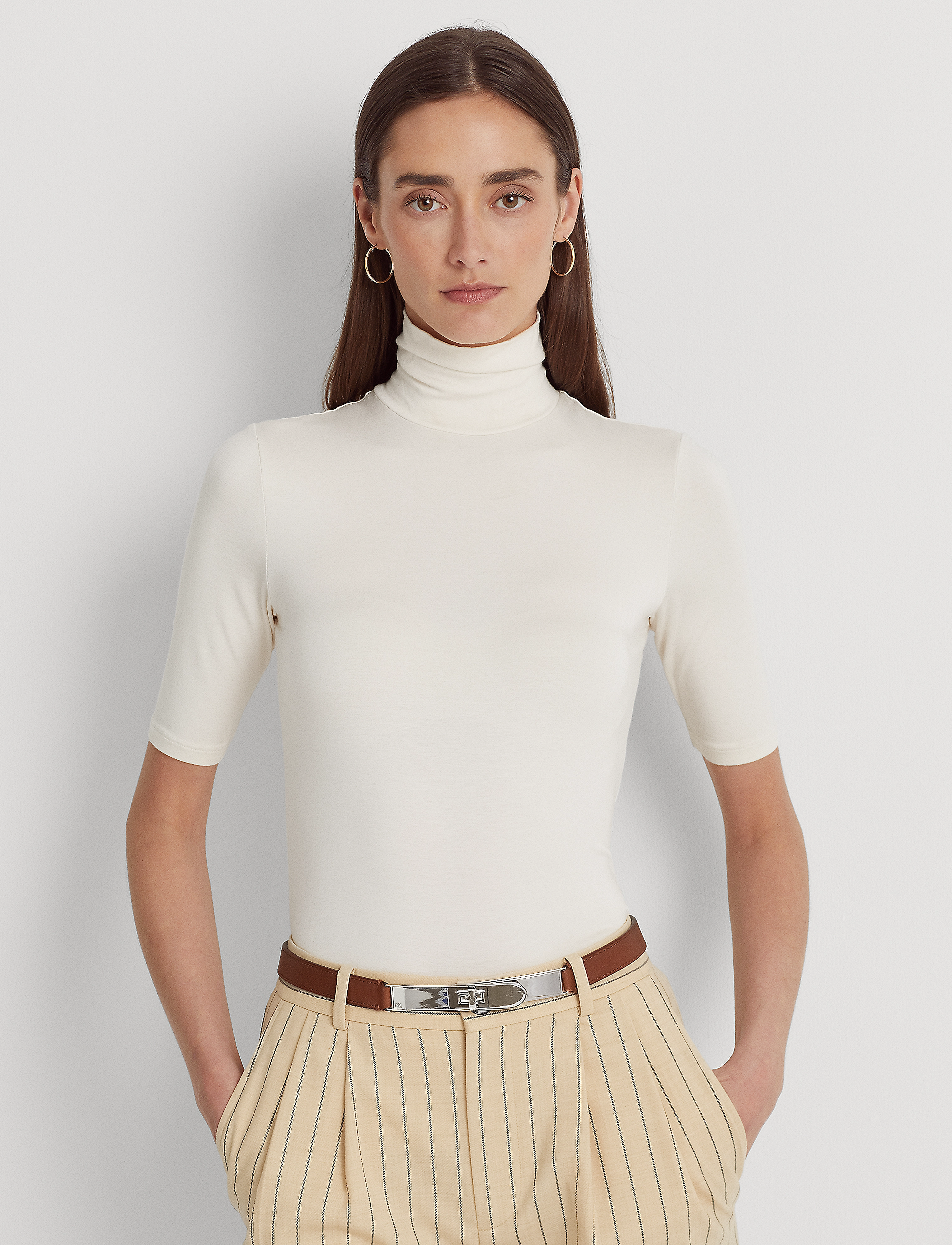 Lauren Ralph Lauren - STRTCH RAYON JERSEY-ELBOW SLEEVE TO - mascarpone cream - 2