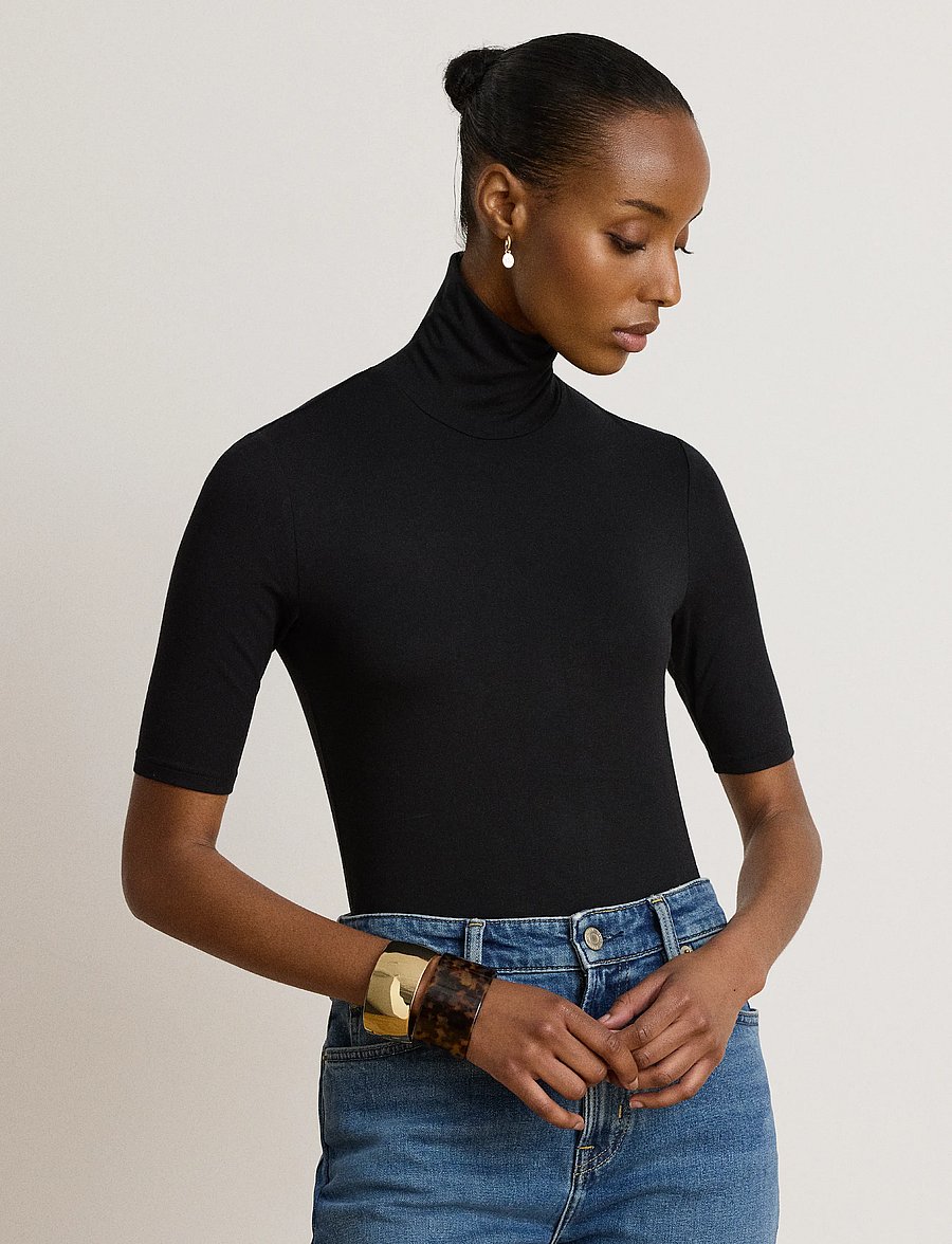Lauren Ralph Lauren - Stretch Jersey Turtleneck - rullekraver - polo black - 1