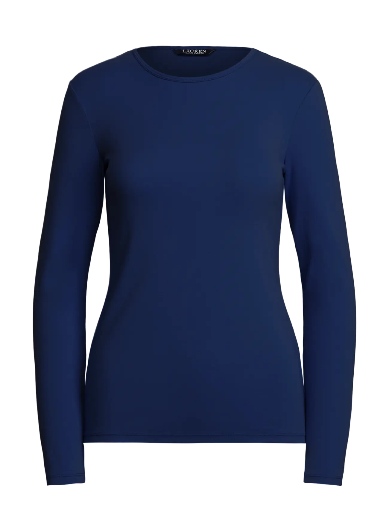 Lauren Ralph Lauren - RFND STRTCH 1X1 RIB-LS CREWNECK - langærmede toppe - lauren navy - 1