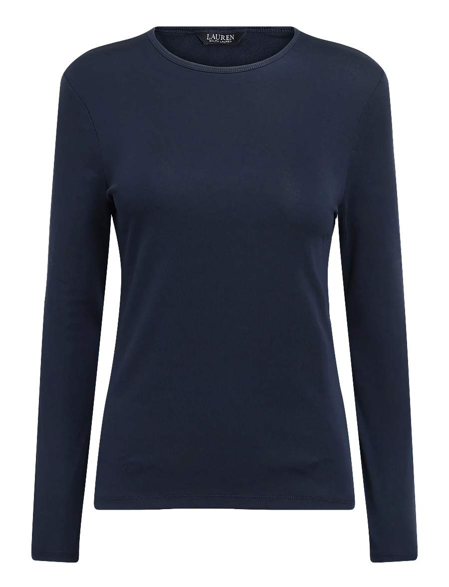 Lauren Ralph Lauren - Långärmad t-shirt i stretchig bomull - långärmade toppar - lauren navy - 2