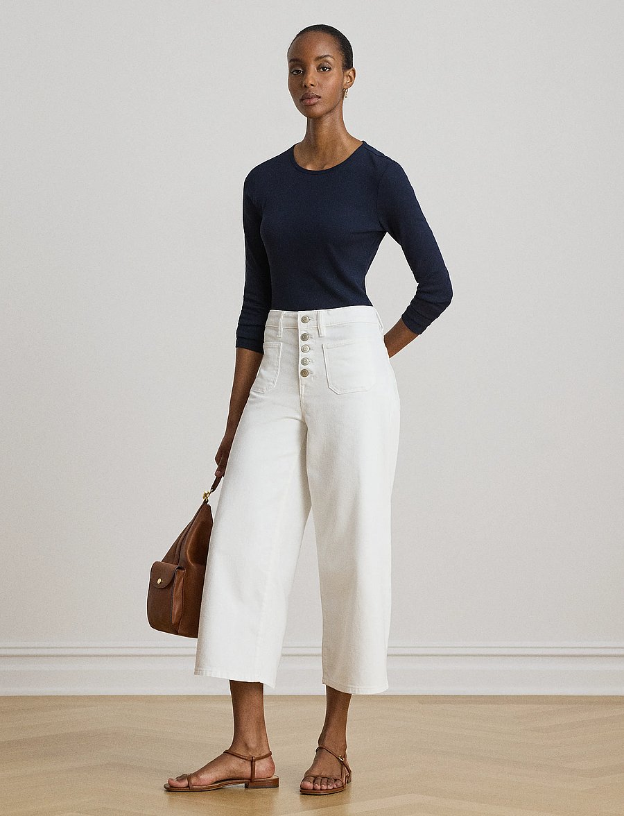 Lauren Ralph Lauren - RFND STRTCH 1X1 RIB-LS CREWNECK - langærmede toppe - lauren navy - 3