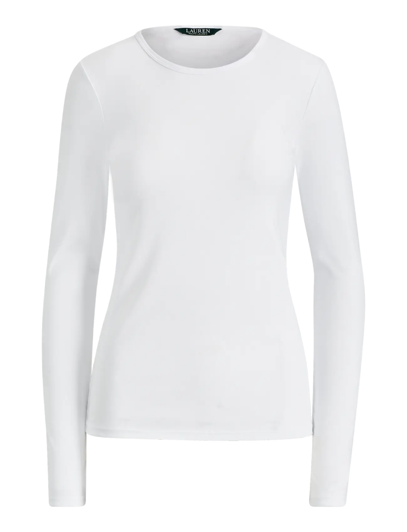 Lauren Ralph Lauren - RFND STRTCH 1X1 RIB-LS CREWNECK - långärmade toppar - white - 1