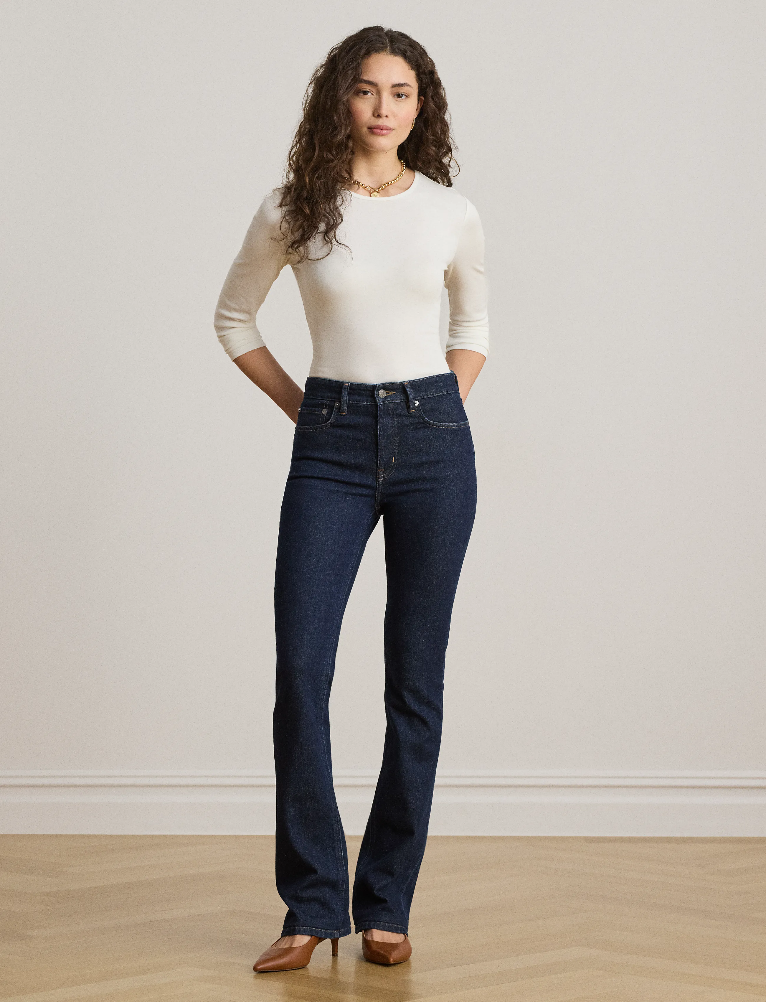 Lauren Ralph Lauren - RFND STRTCH 1X1 RIB-LS CREWNECK - långärmade toppar - white - 4