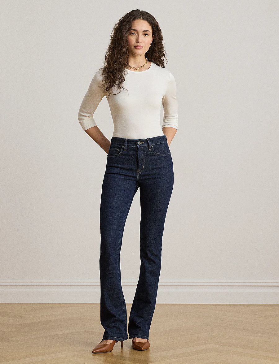 Lauren Ralph Lauren - RFND STRTCH 1X1 RIB-LS CREWNECK - långärmade toppar - white - 4