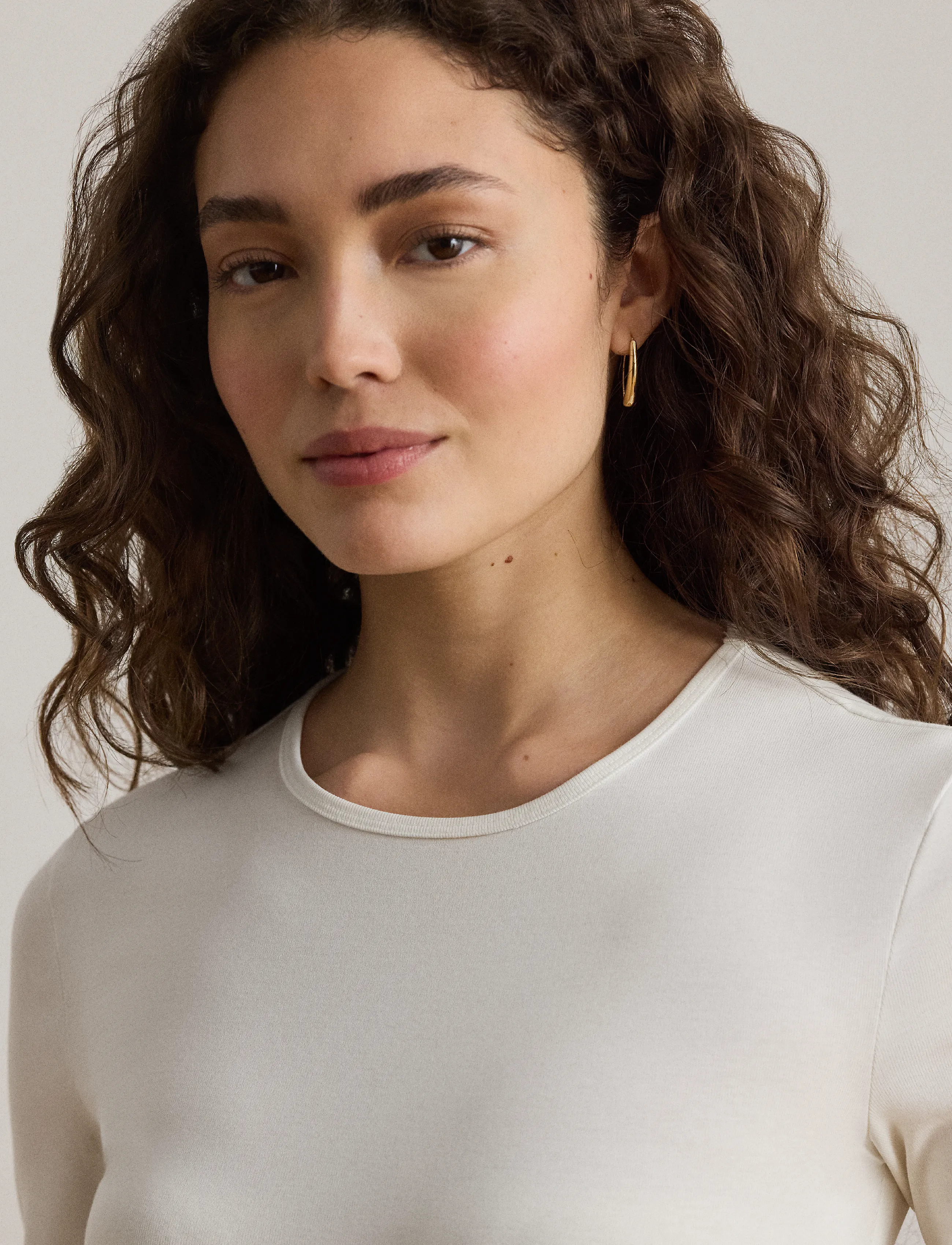 Lauren Ralph Lauren - RFND STRTCH 1X1 RIB-LS CREWNECK - långärmade toppar - white - 5