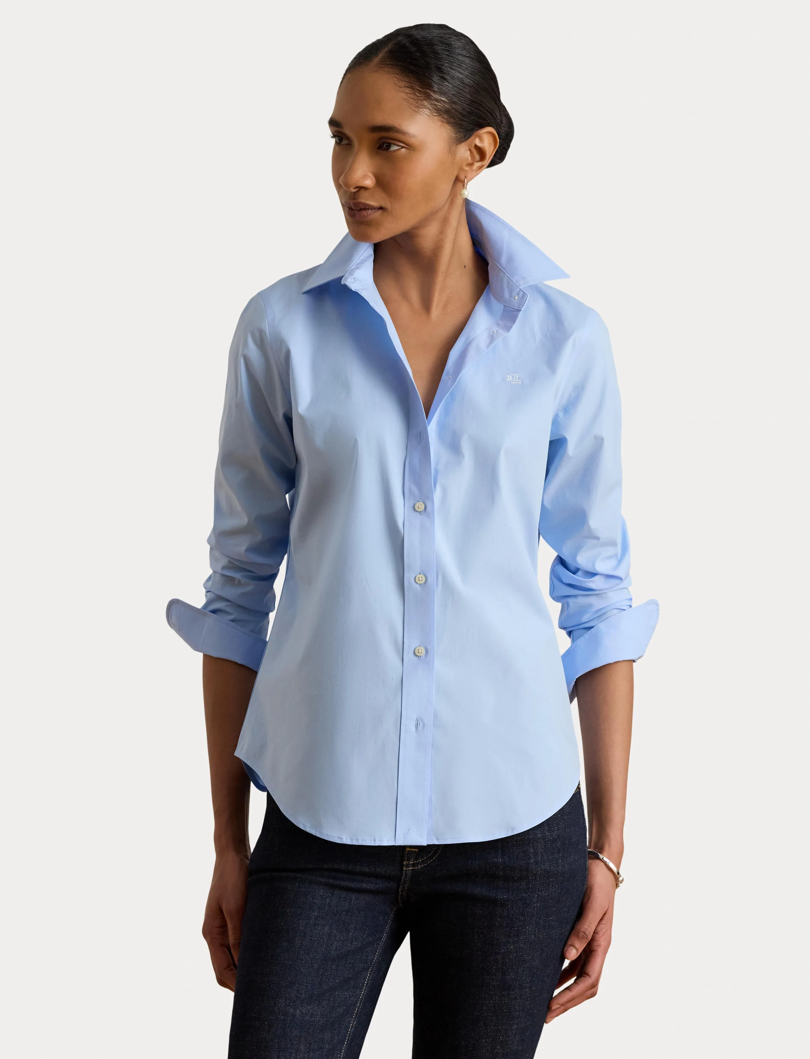 Lauren Ralph Lauren - 50S STRTCH NON IRON-LS SHIRT W/ CHS - chemises à manches longues - blue - 4